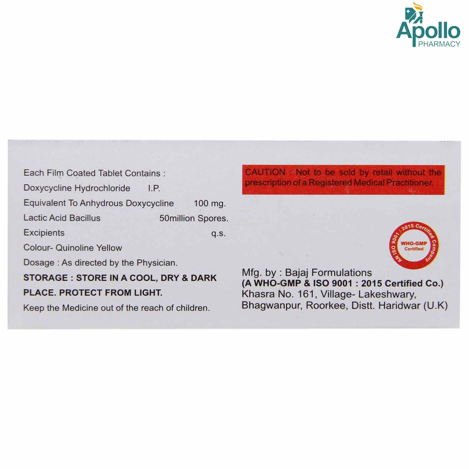 Doxyred LB Tablet 10's, Pack of 10 TABLETS Doxyred LB Tablet 10's, Pack of 10 TABLETS