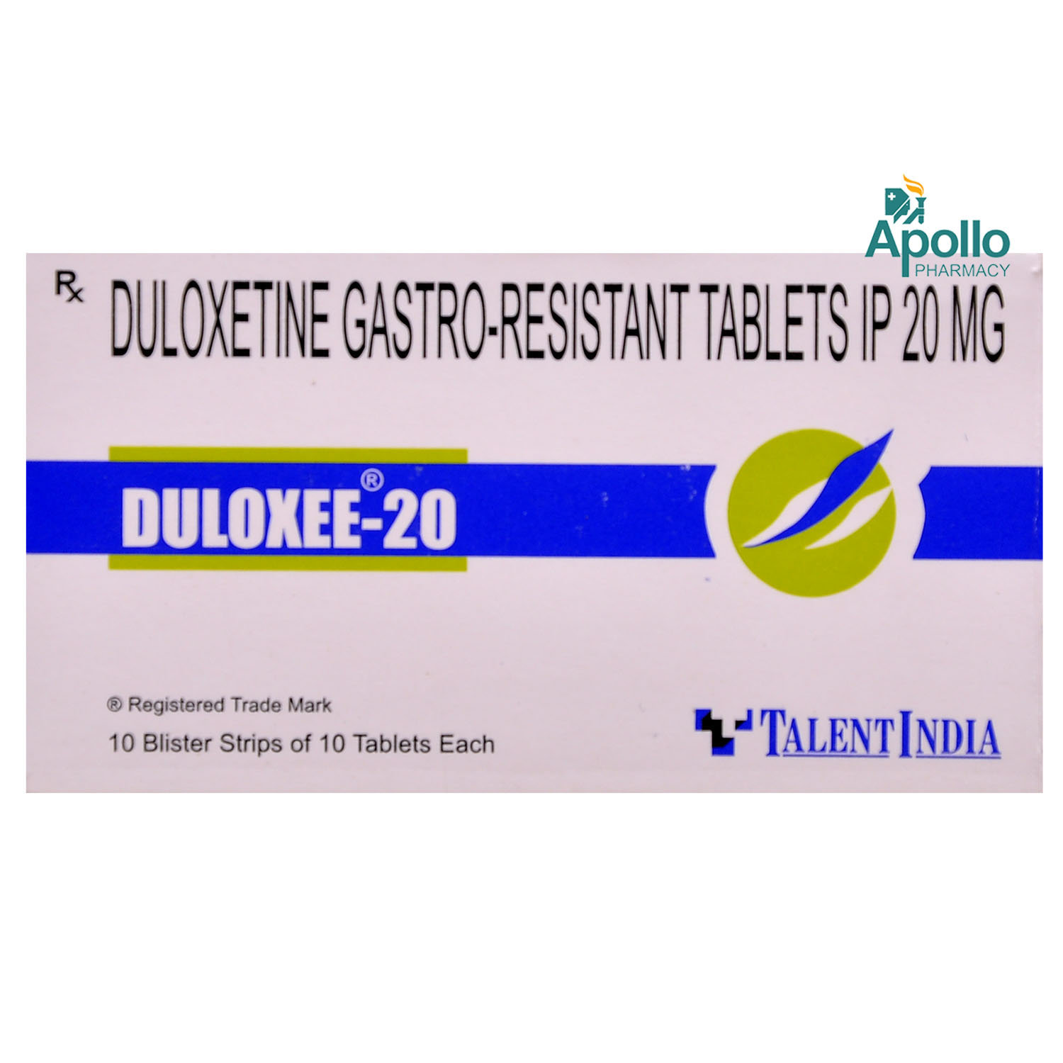 Duloxee 20 Tablet 10's, Pack of 10 TABLETS Duloxee 20 Tablet 10's, Pack of 10 TABLETS