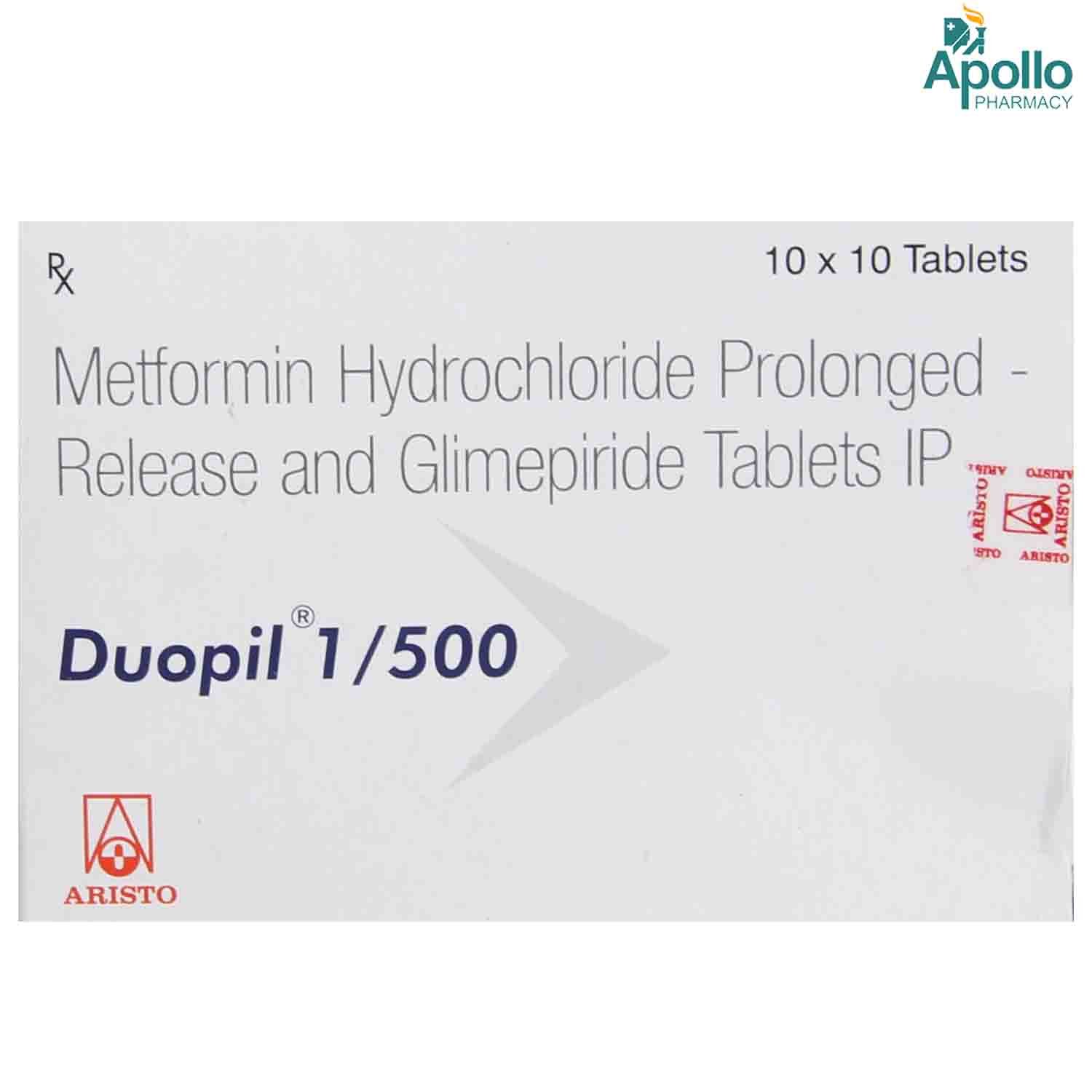 Duopil 1/500 Tablet 10's, Pack of 10 TABLETS Duopil 1/500 Tablet 10's, Pack of 10 TABLETS
