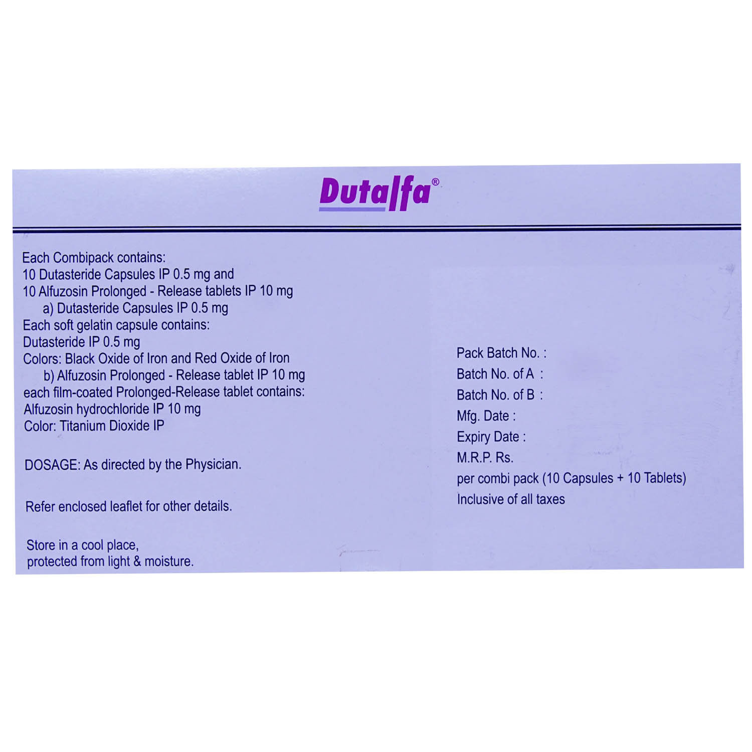 Dutalfa Combipack 1's, Pack of 1 TABLET Dutalfa Combipack 1's, Pack of 1 TABLET