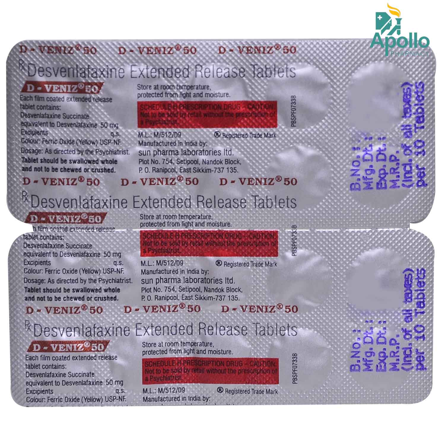 D-Veniz 50 Tablet 10's, Pack of 10 TABLETS D-Veniz 50 Tablet 10's, Pack of 10 TABLETS