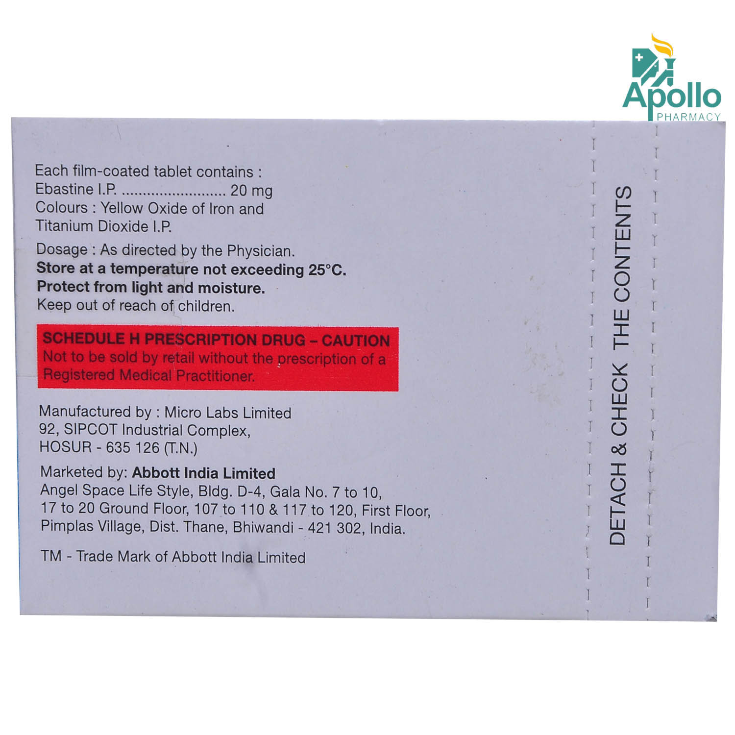 Ebasil 20 Tablet 10's, Pack of 10 TABLETS Ebasil 20 Tablet 10's, Pack of 10 TABLETS