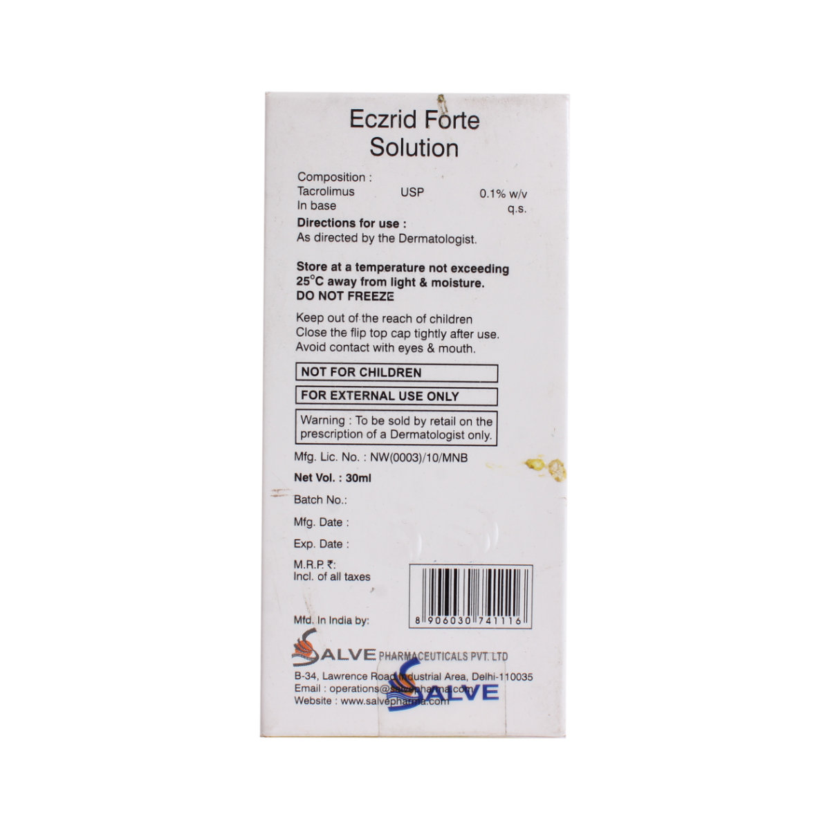 Eczrid Forte Lotion 30ml, Pack of 1 Liquid Eczrid Forte Lotion 30ml, Pack of 1 Liquid