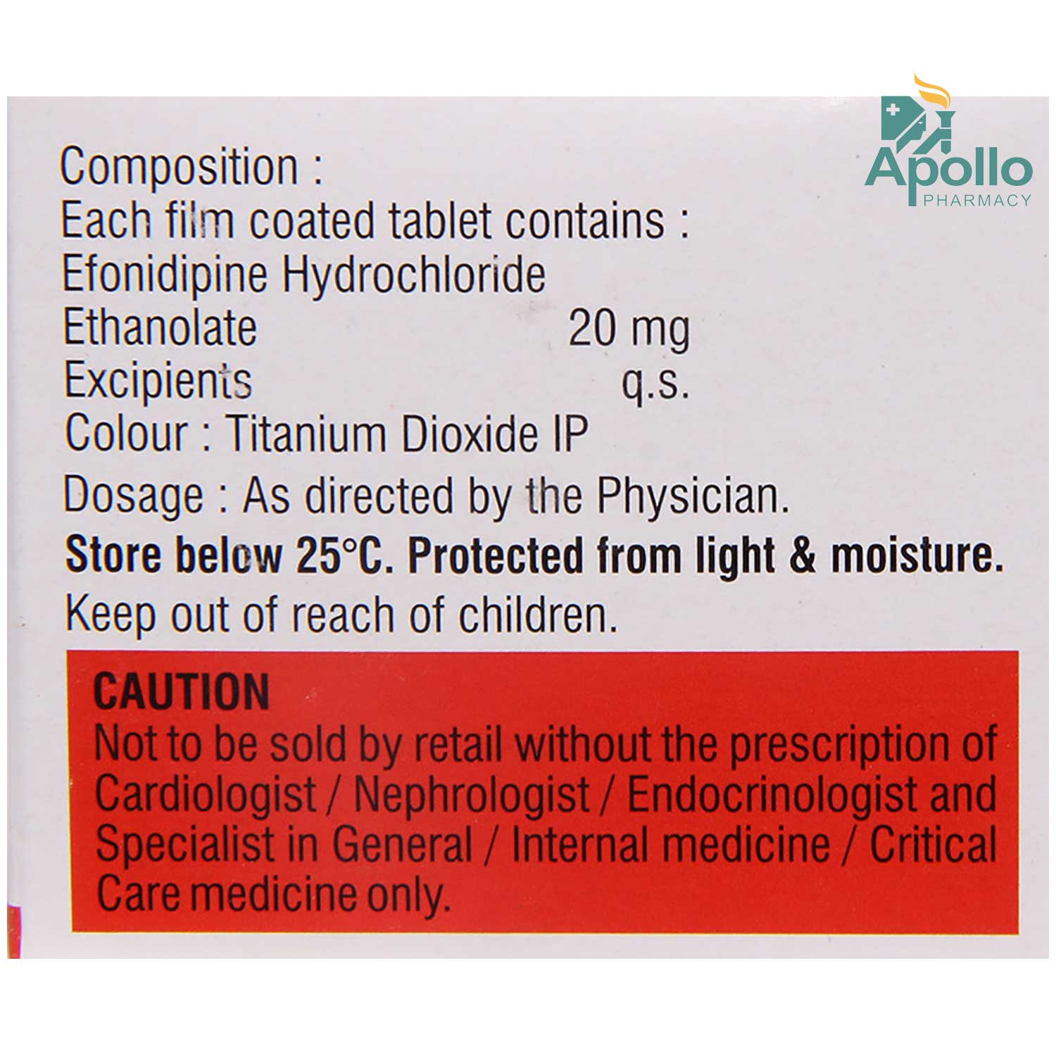 Efnocar 20 Tablet 10's, Pack of 10 TABLETS Efnocar 20 Tablet 10's, Pack of 10 TABLETS