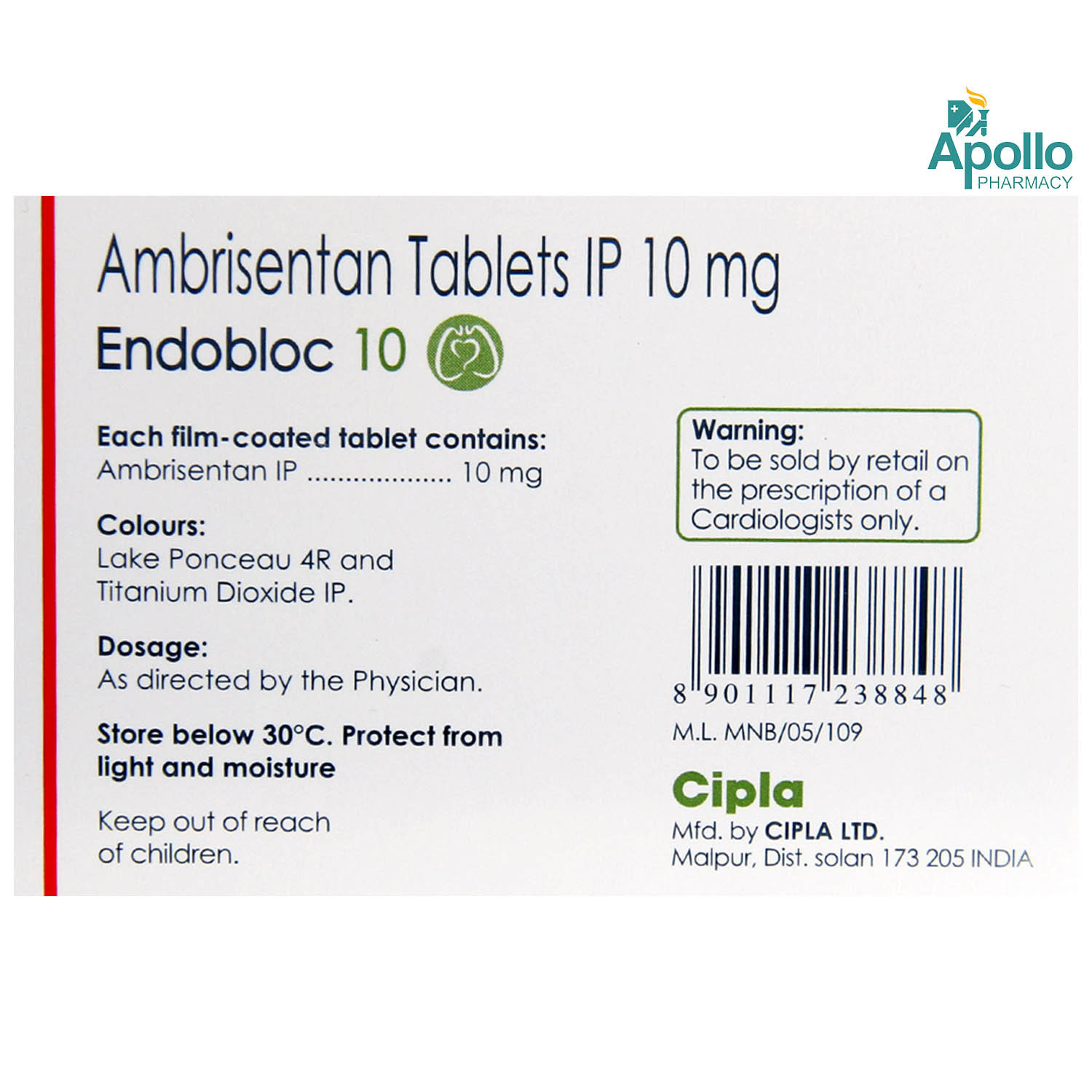 ENDOBLOC 10MG TABLET, Pack of 10 TABLETS ENDOBLOC 10MG TABLET, Pack of 10 TABLETS