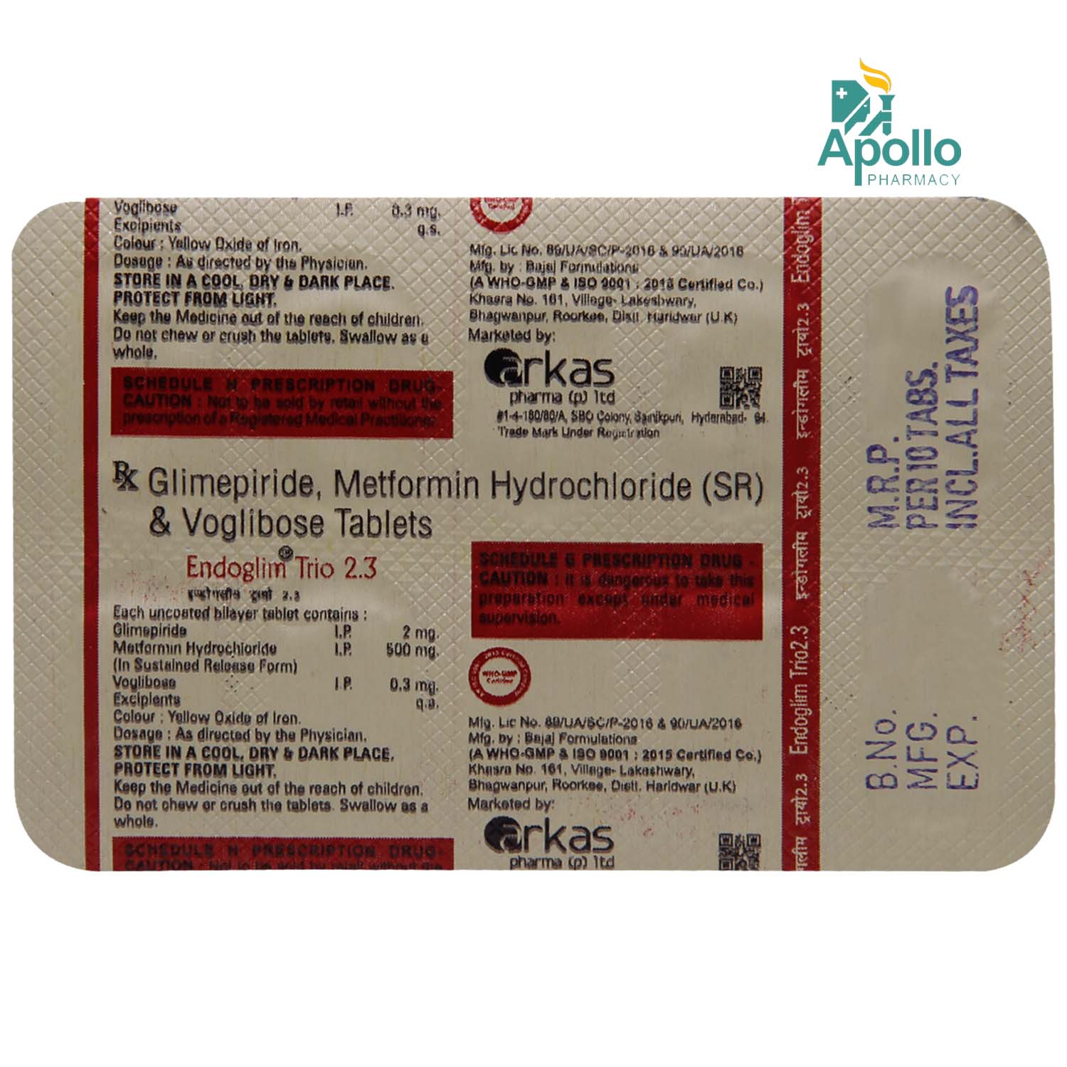 Endoglim Trio 2.3 Tablet 10's, Pack of 10 TABLETS Endoglim Trio 2.3 Tablet 10's, Pack of 10 TABLETS