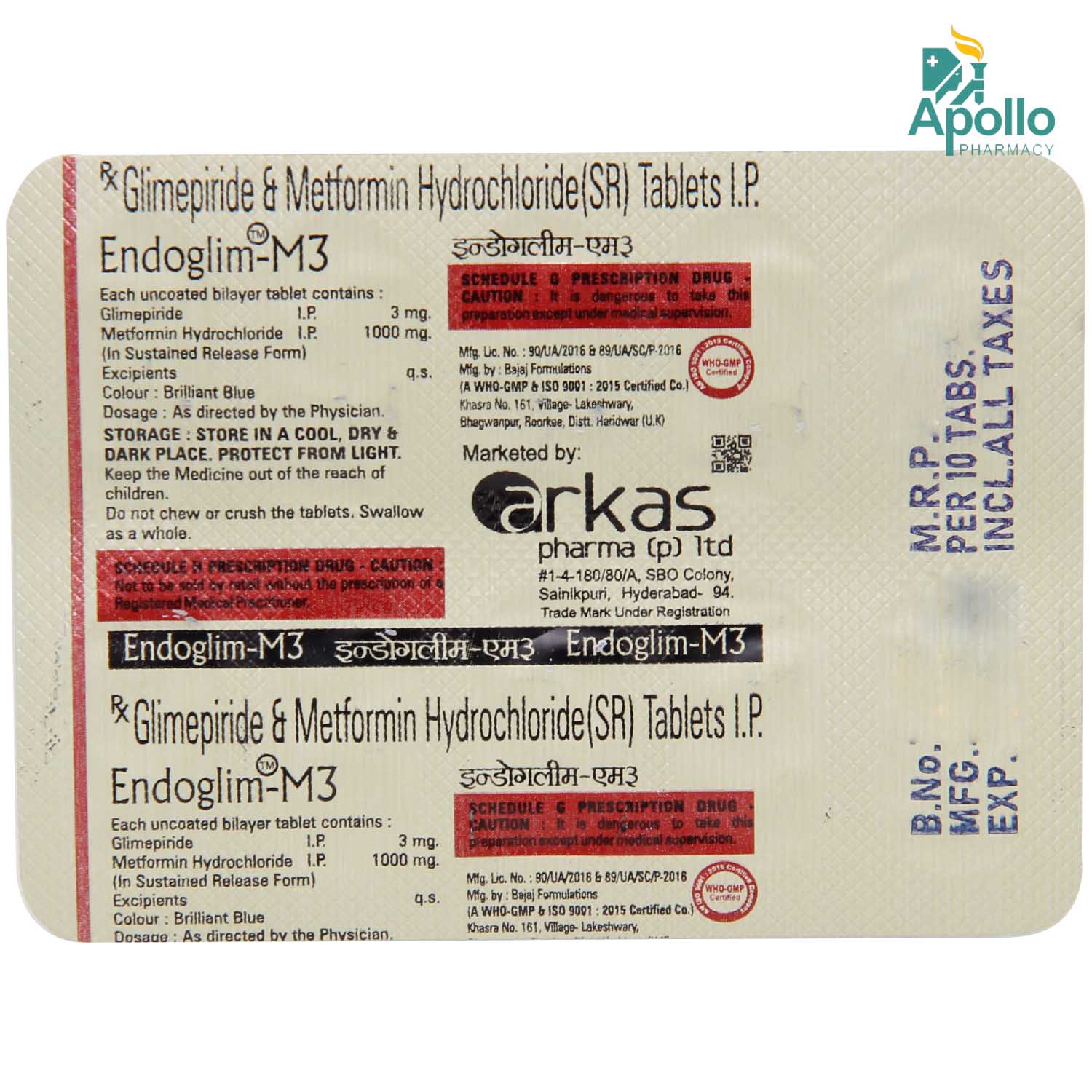 Endoglim-M3 Tablet 10'S, Pack of 10 TabletS Endoglim-M3 Tablet 10'S, Pack of 10 TabletS