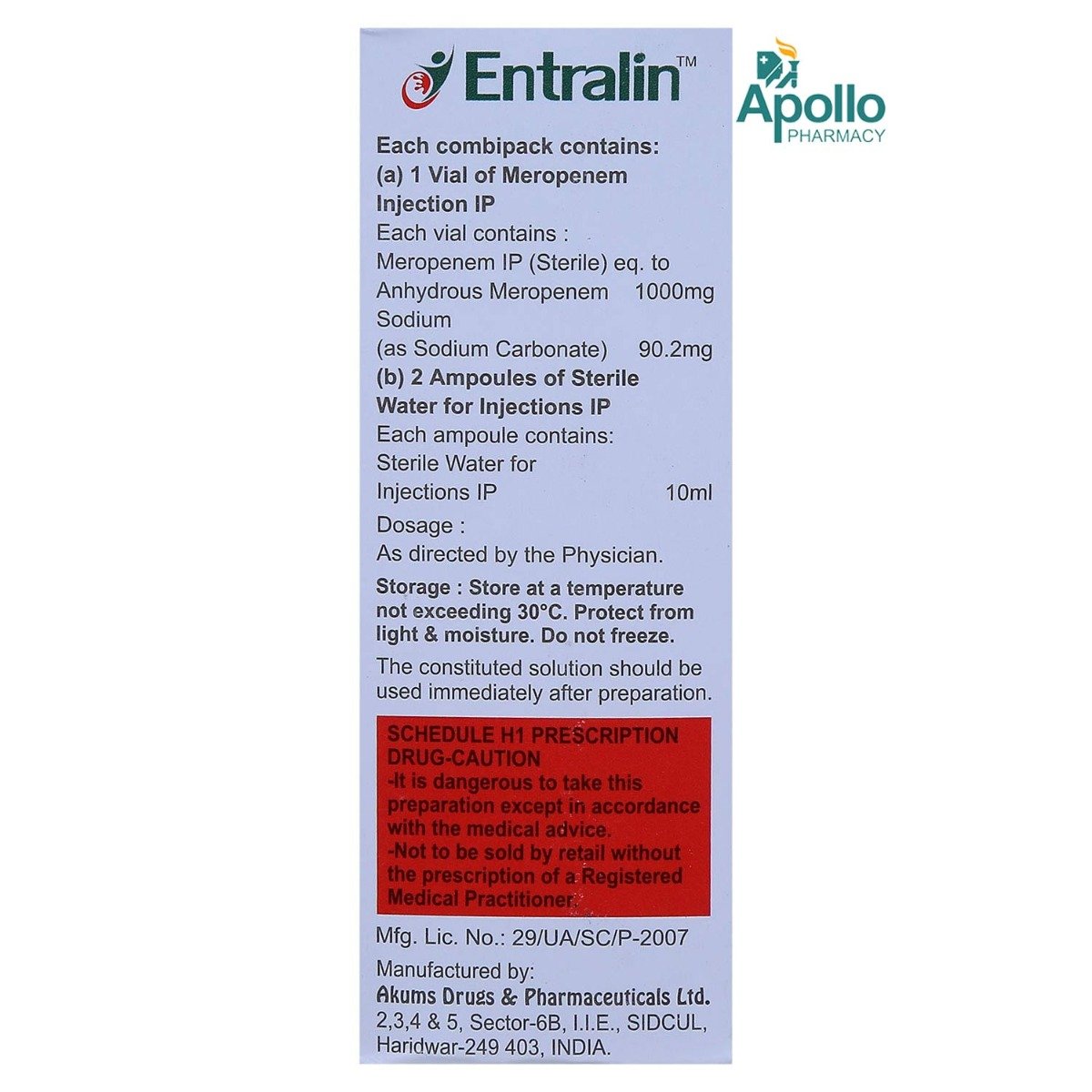 Entralin 1 gm Injection 1's, Pack of 1 Injection Entralin 1 gm Injection 1's, Pack of 1 Injection