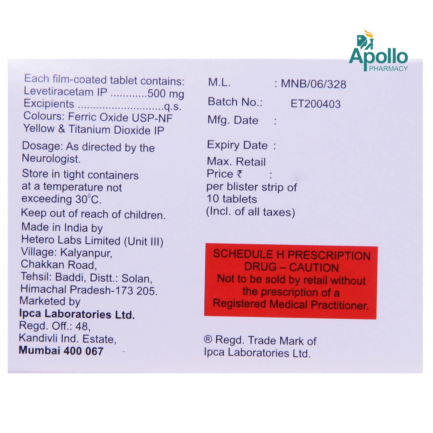 Epictal 500 mg Tablet 10's, Pack of 10 TabletS Epictal 500 mg Tablet 10's, Pack of 10 TabletS