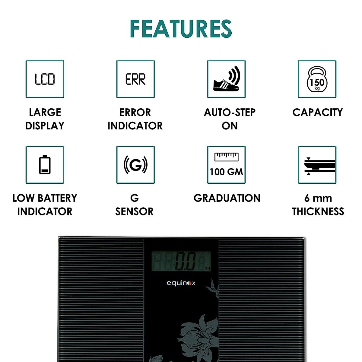 Equinox Personal Digital Weighing Scale EQ-EB-9300, 1 Count, Pack of 1 Equinox Personal Digital Weighing Scale EQ-EB-9300, 1 Count, Pack of 1