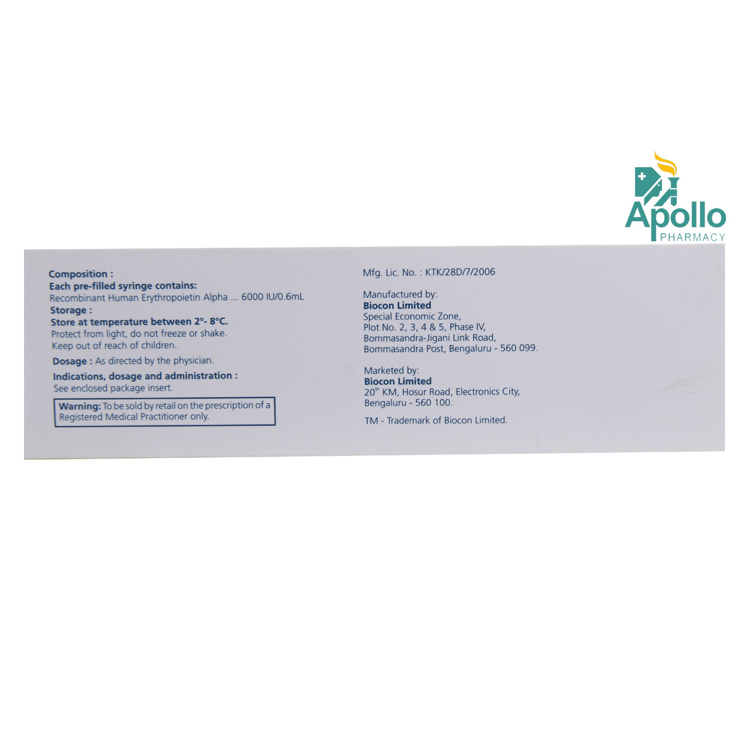 Erypro Safe-6000 Injection 0.6 ml, Pack of 1 INJECTION Erypro Safe-6000 Injection 0.6 ml, Pack of 1 INJECTION