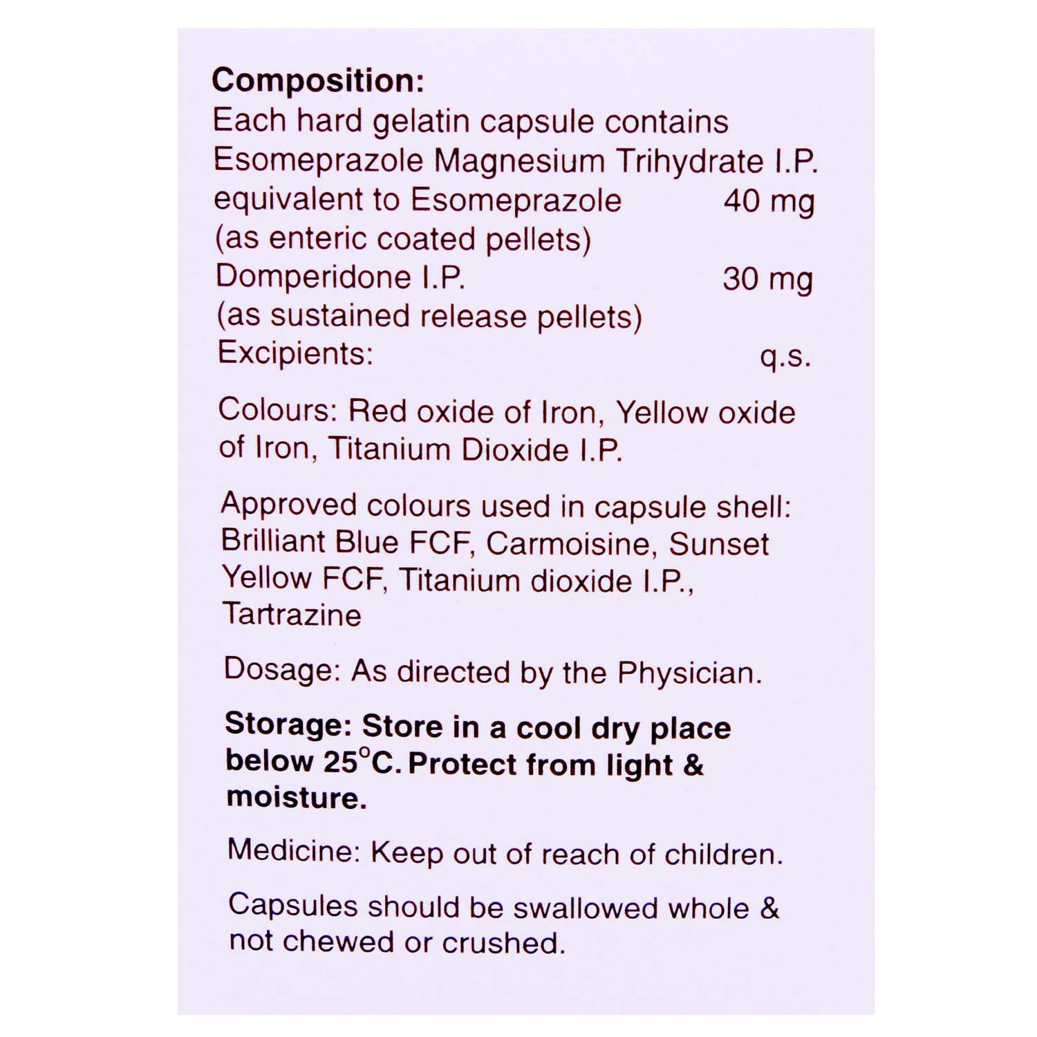 Esoz D 40 Capsule 10's, Pack of 10 CAPSULES Esoz D 40 Capsule 10's, Pack of 10 CAPSULES