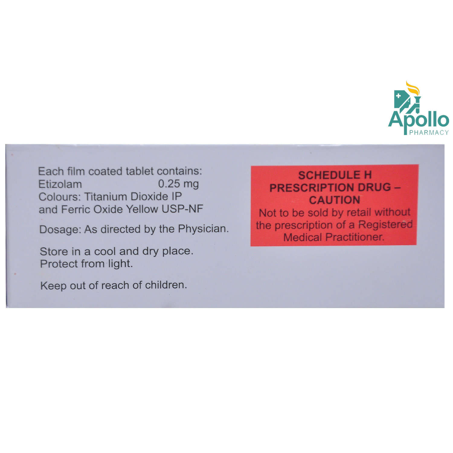 Etizola 0.25 Tablet 10's, Pack of 10 TABLETS Etizola 0.25 Tablet 10's, Pack of 10 TABLETS