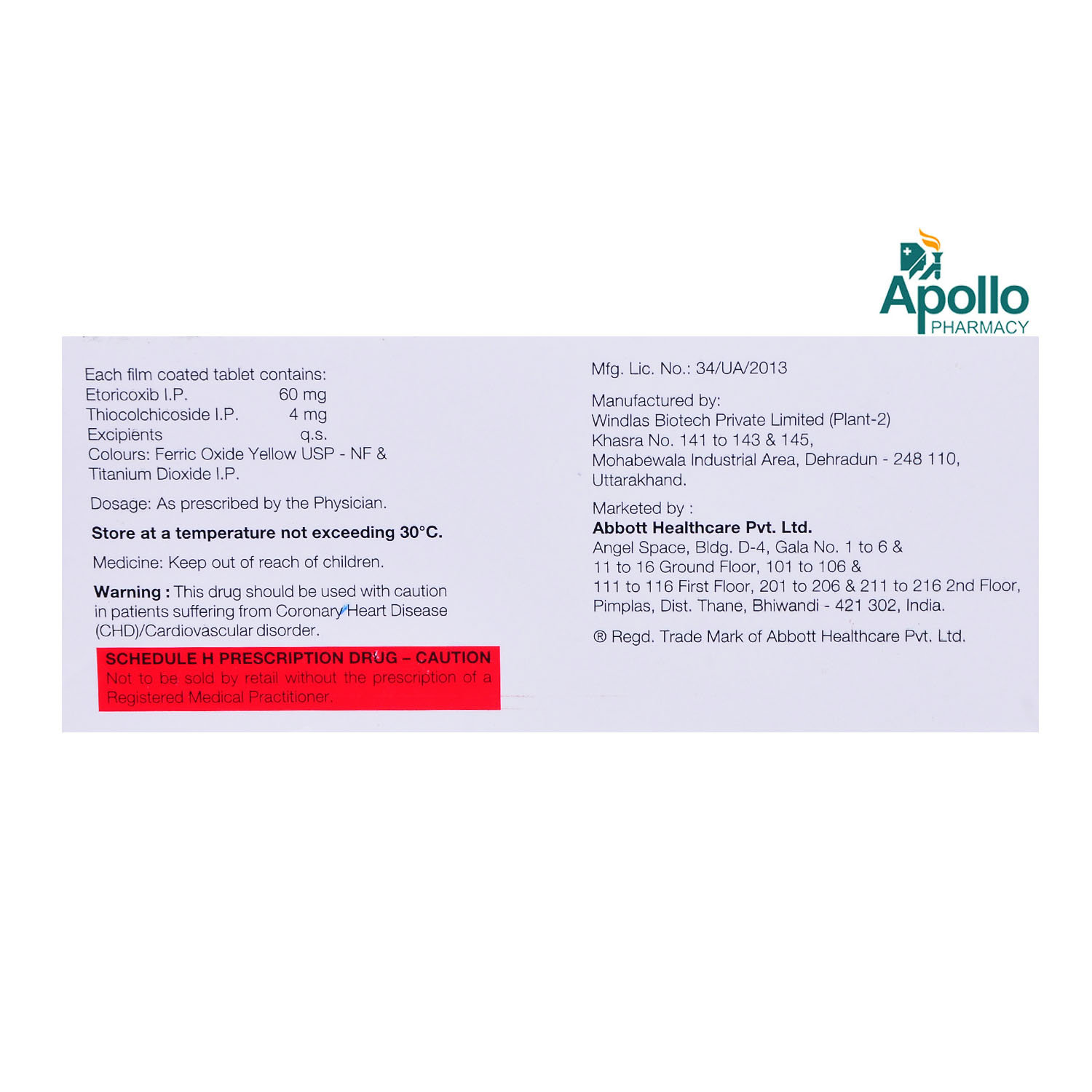 Etody-TH Tablet 10's, Pack of 10 TABLETS Etody-TH Tablet 10's, Pack of 10 TABLETS