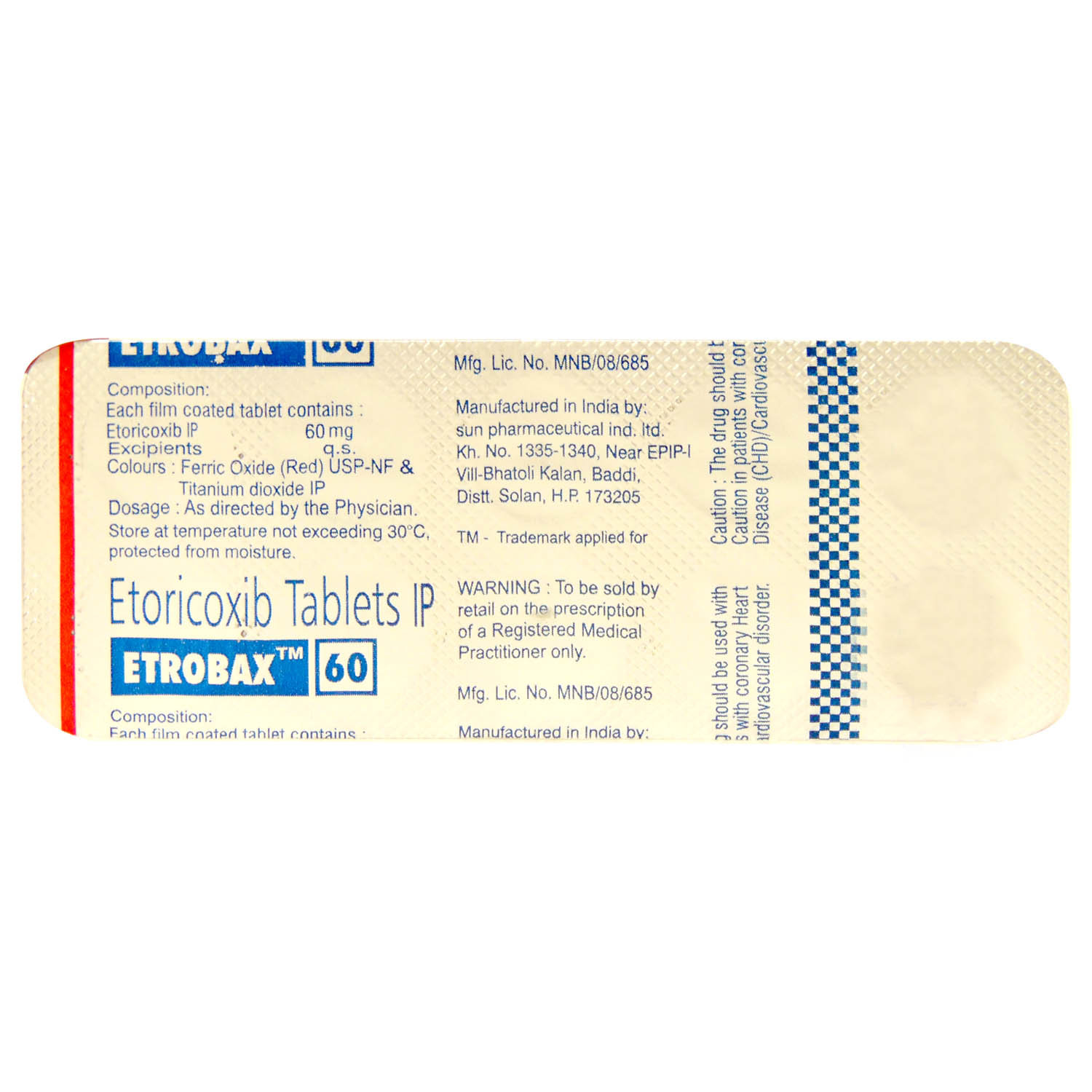 Etrobax 60mg Tablet, Pack of 10 TABLETS Etrobax 60mg Tablet, Pack of 10 TABLETS