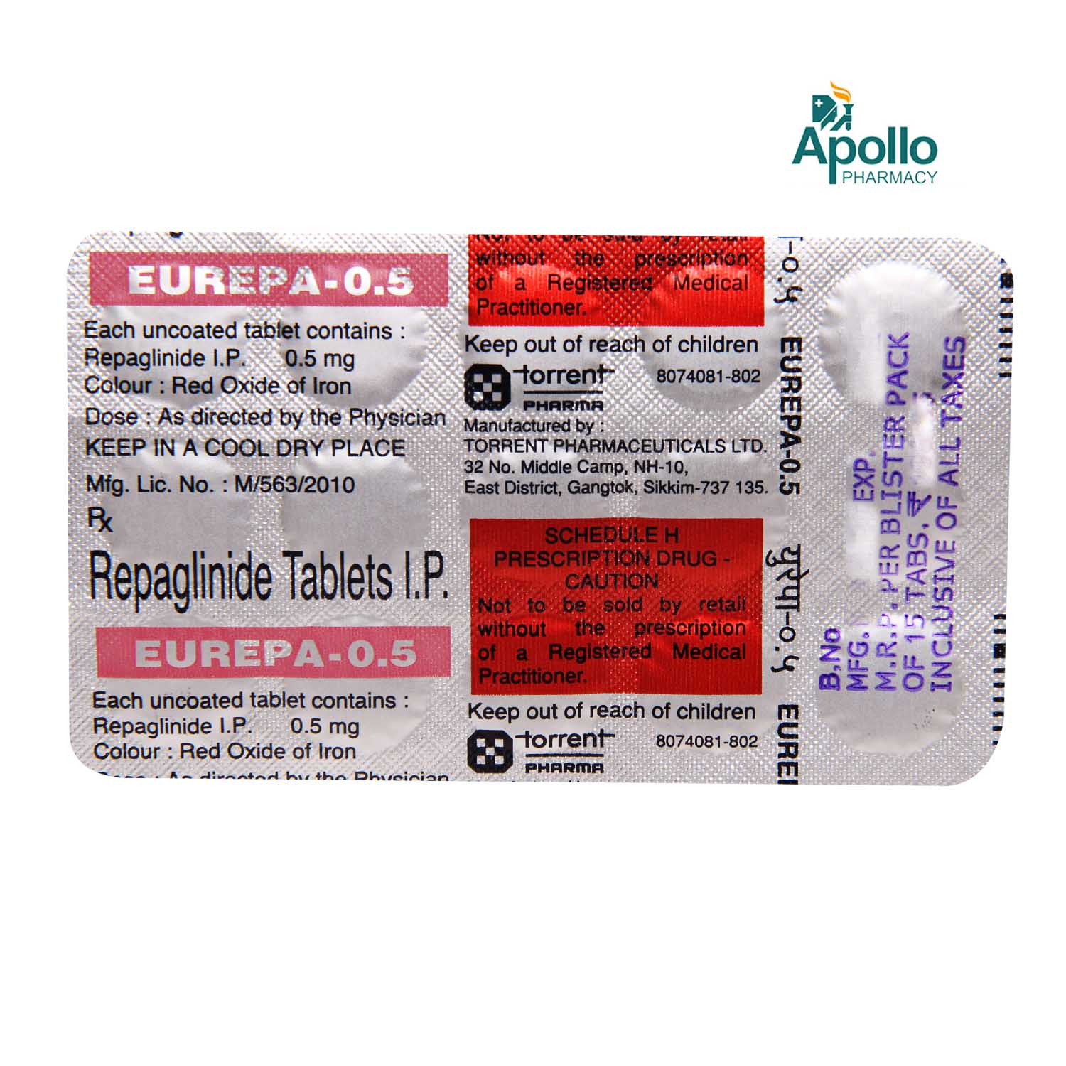 Eurepa 0.5 Tablet 15's, Pack of 15 TABLETS Eurepa 0.5 Tablet 15's, Pack of 15 TABLETS