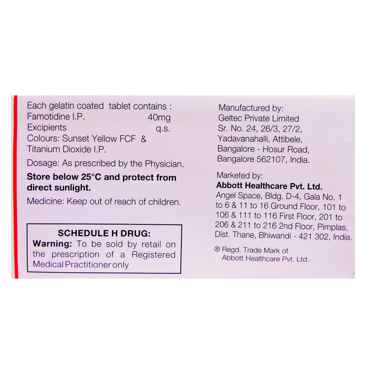 Famtac 40 Tablet 14's, Pack of 14 TABLETS Famtac 40 Tablet 14's, Pack of 14 TABLETS