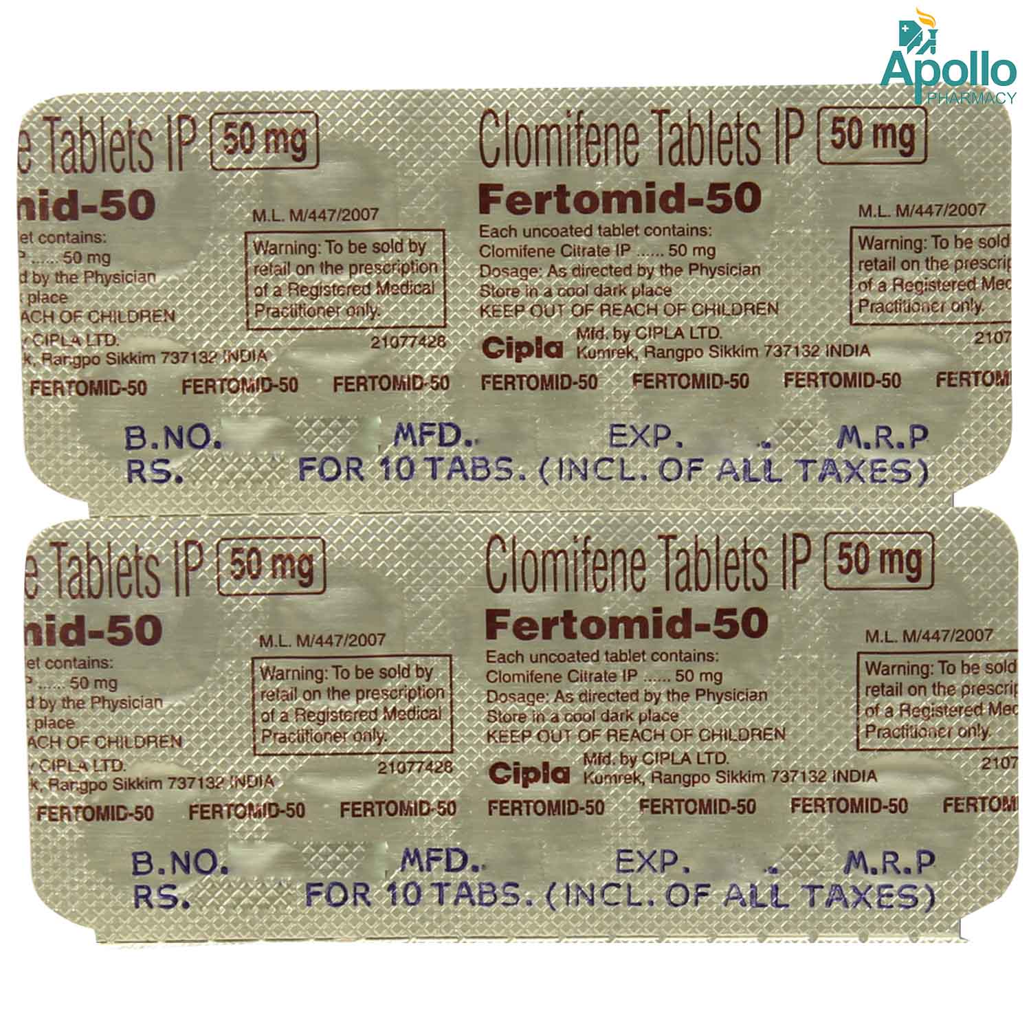 Fertomid-50 Tablet 10's, Pack of 10 TABLETS Fertomid-50 Tablet 10's, Pack of 10 TABLETS