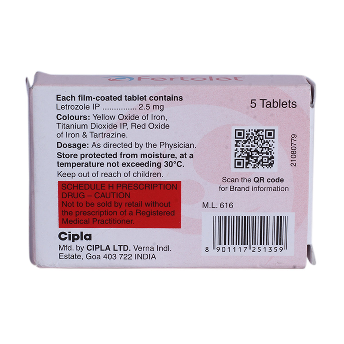 FERTOLET 2.5MG TABLET 5'S, Pack of 5 TabletS FERTOLET 2.5MG TABLET 5'S, Pack of 5 TabletS