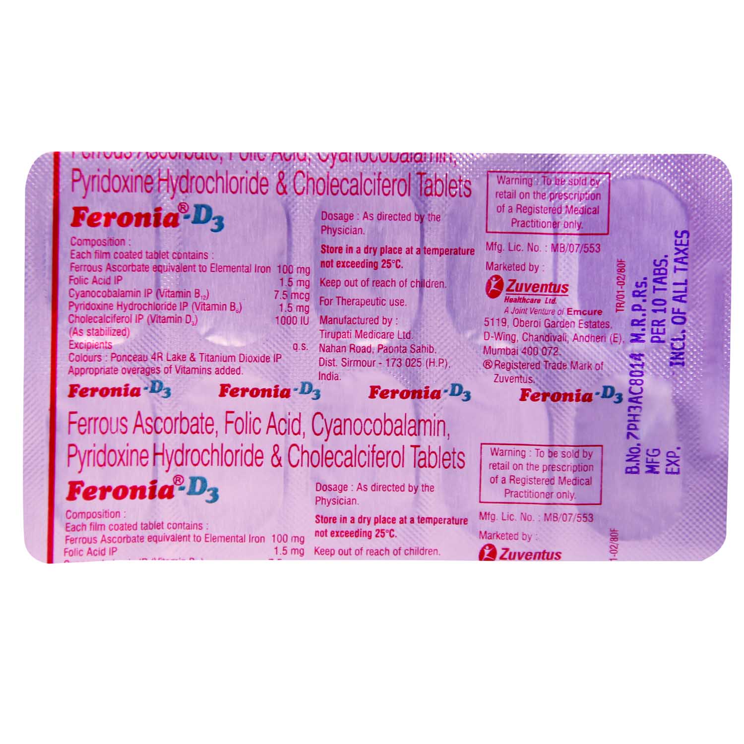 Feronia D3 Tablet 10's, Pack of 10 Feronia D3 Tablet 10's, Pack of 10