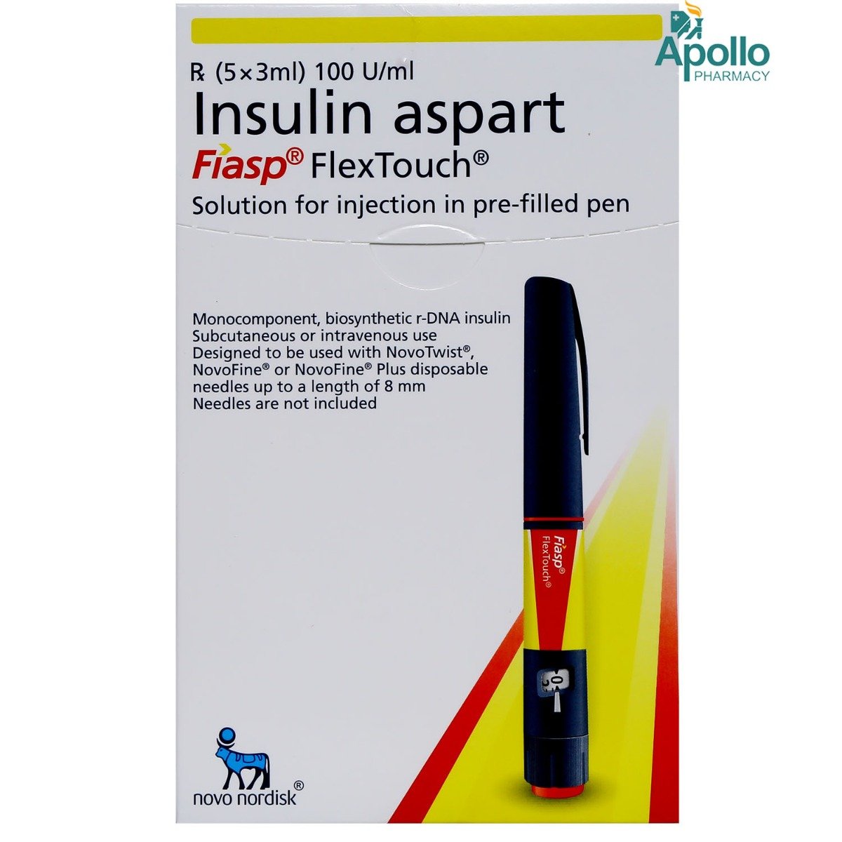 Fiasp FlexTouch 100U/ml Prefilled Pen 3 ml, Pack of 1 Injection Fiasp FlexTouch 100U/ml Prefilled Pen 3 ml, Pack of 1 Injection