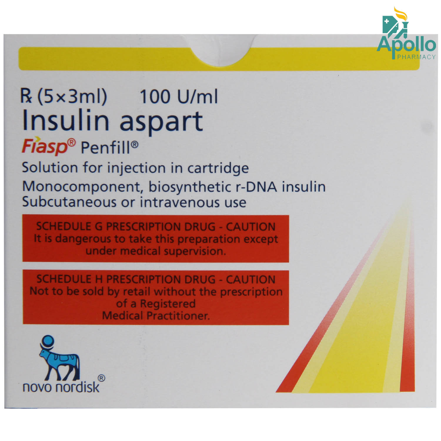 Fiasp 100IU/ml Penfill 3 ml, Pack of 1 Injection Fiasp 100IU/ml Penfill 3 ml, Pack of 1 Injection