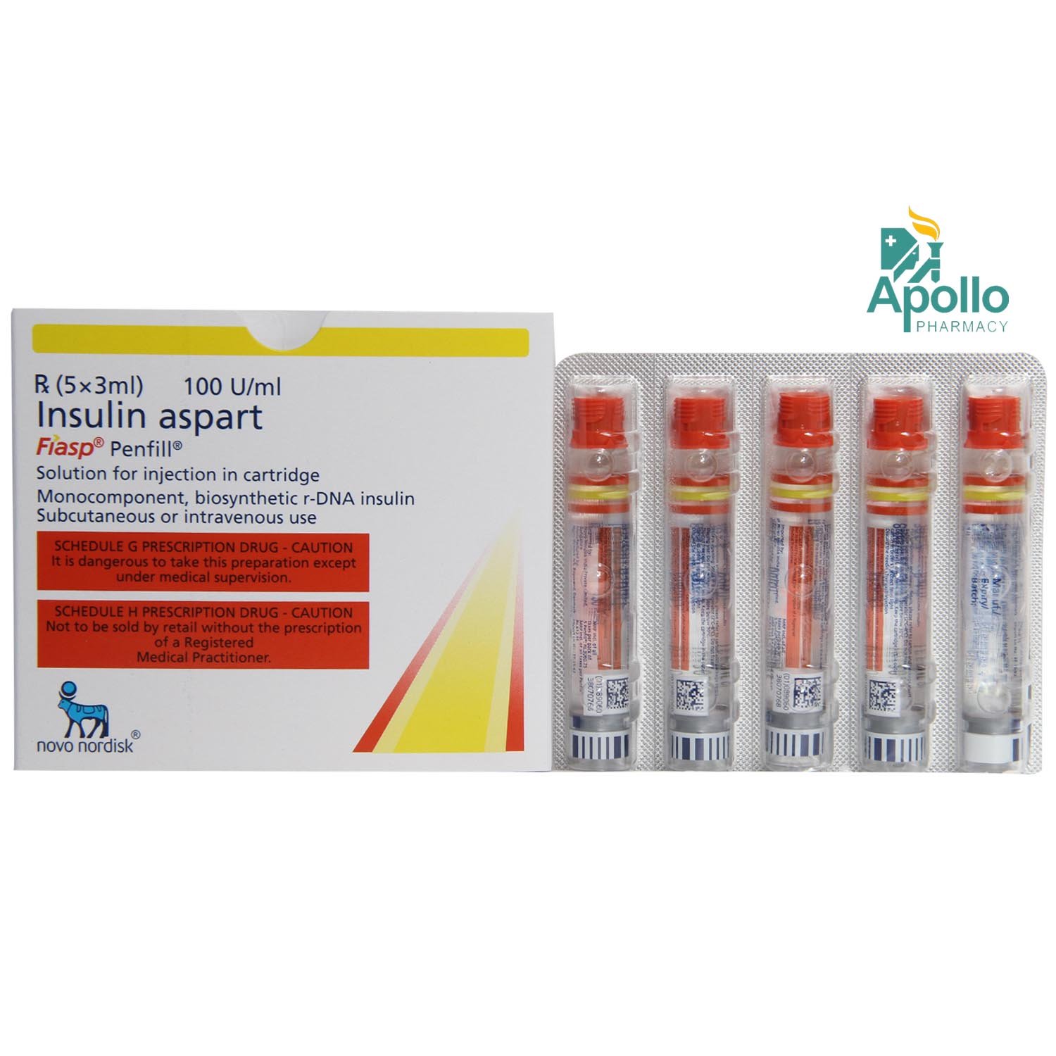 Fiasp 100IU/ml Penfill 3 ml, Pack of 1 Injection Fiasp 100IU/ml Penfill 3 ml, Pack of 1 Injection