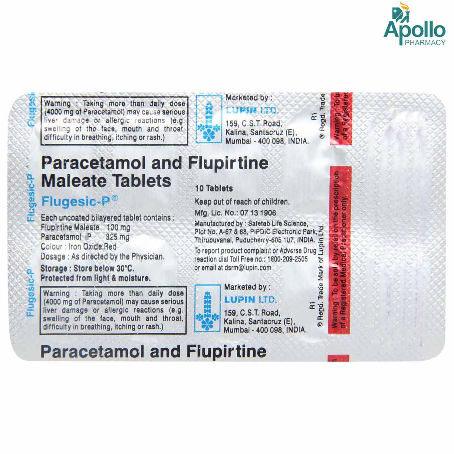 Flugesic P Tablet 10's, Pack of 10 TABLETS Flugesic P Tablet 10's, Pack of 10 TABLETS