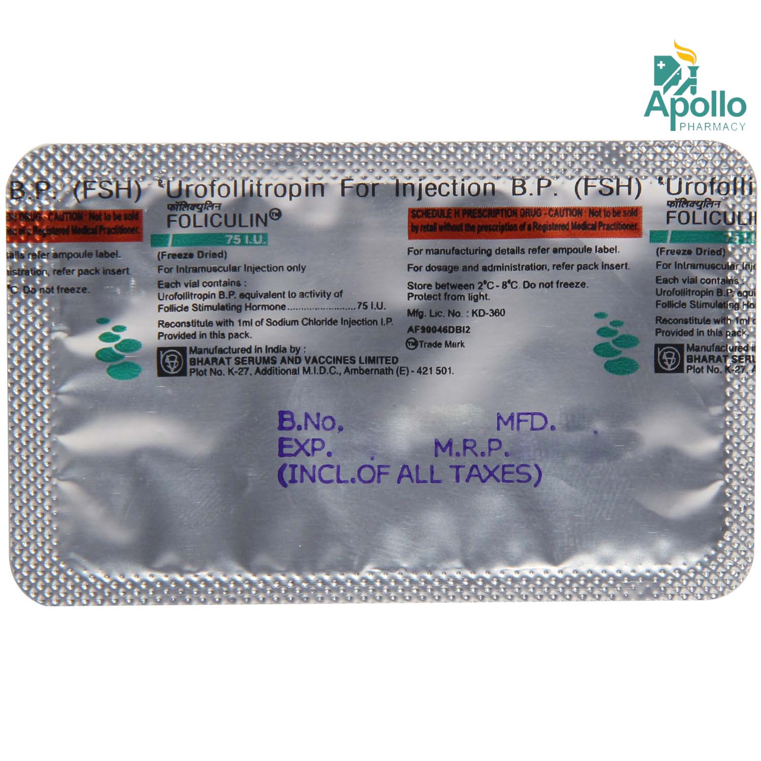 FOLICULIN INJECTION 75 IU, Pack of 1 INJECTION FOLICULIN INJECTION 75 IU, Pack of 1 INJECTION