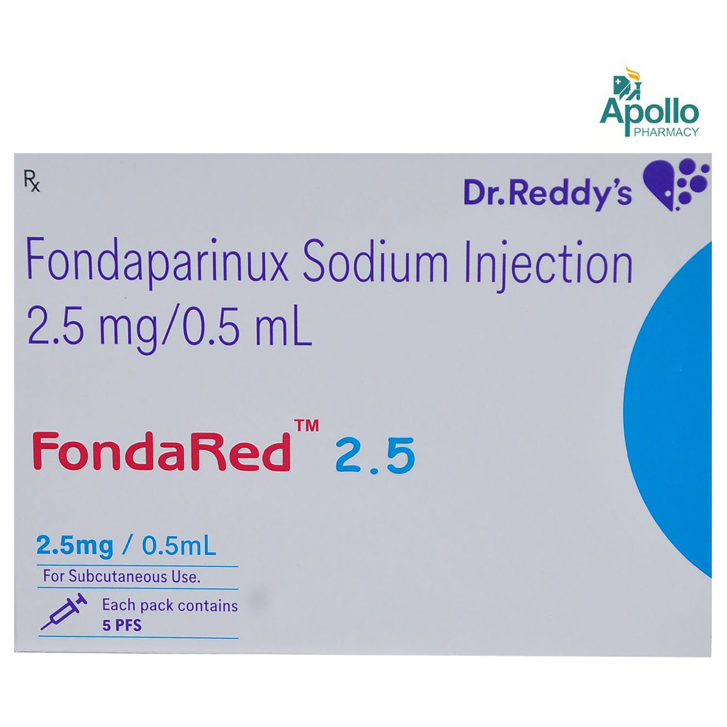 Fondared 2.5 mg Injection 0.5 ml, Pack of 1 INJECTION Fondared 2.5 mg Injection 0.5 ml, Pack of 1 INJECTION