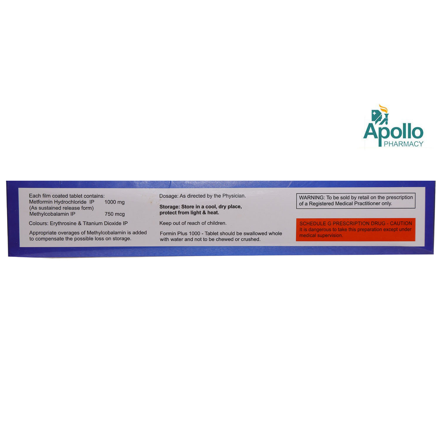 Formin Plus 1000 Tablet 10's, Pack of 10 TABLETS Formin Plus 1000 Tablet 10's, Pack of 10 TABLETS