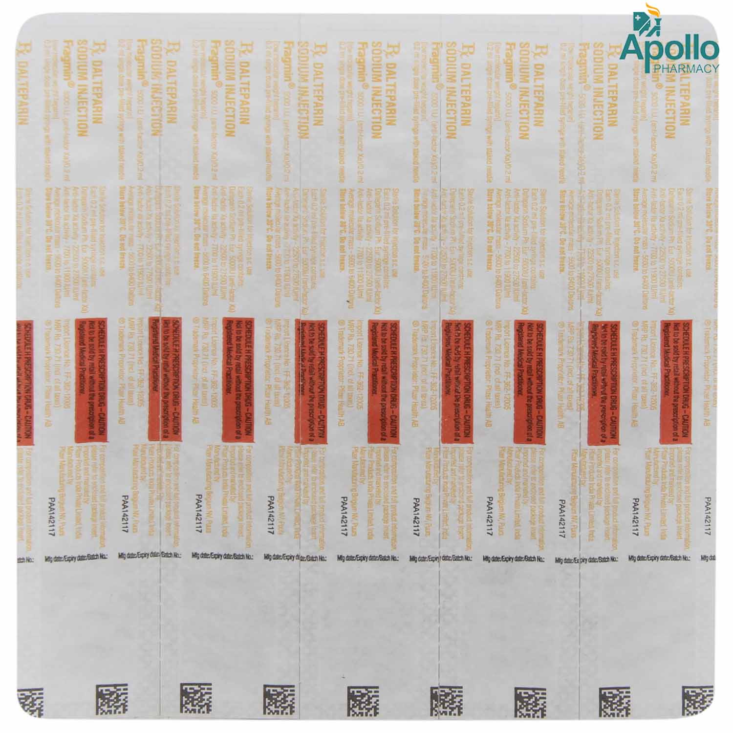 Fragmin 5000IU Injection 0.2 ml, Pack of 1 INJECTION Fragmin 5000IU Injection 0.2 ml, Pack of 1 INJECTION