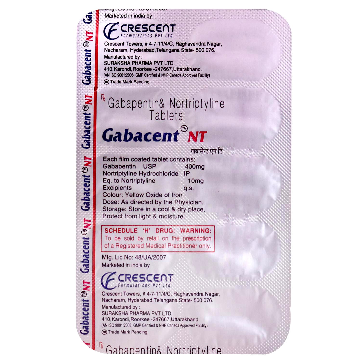 Gabacent NT Tablet 10's, Pack of 10 TABLETS Gabacent NT Tablet 10's, Pack of 10 TABLETS