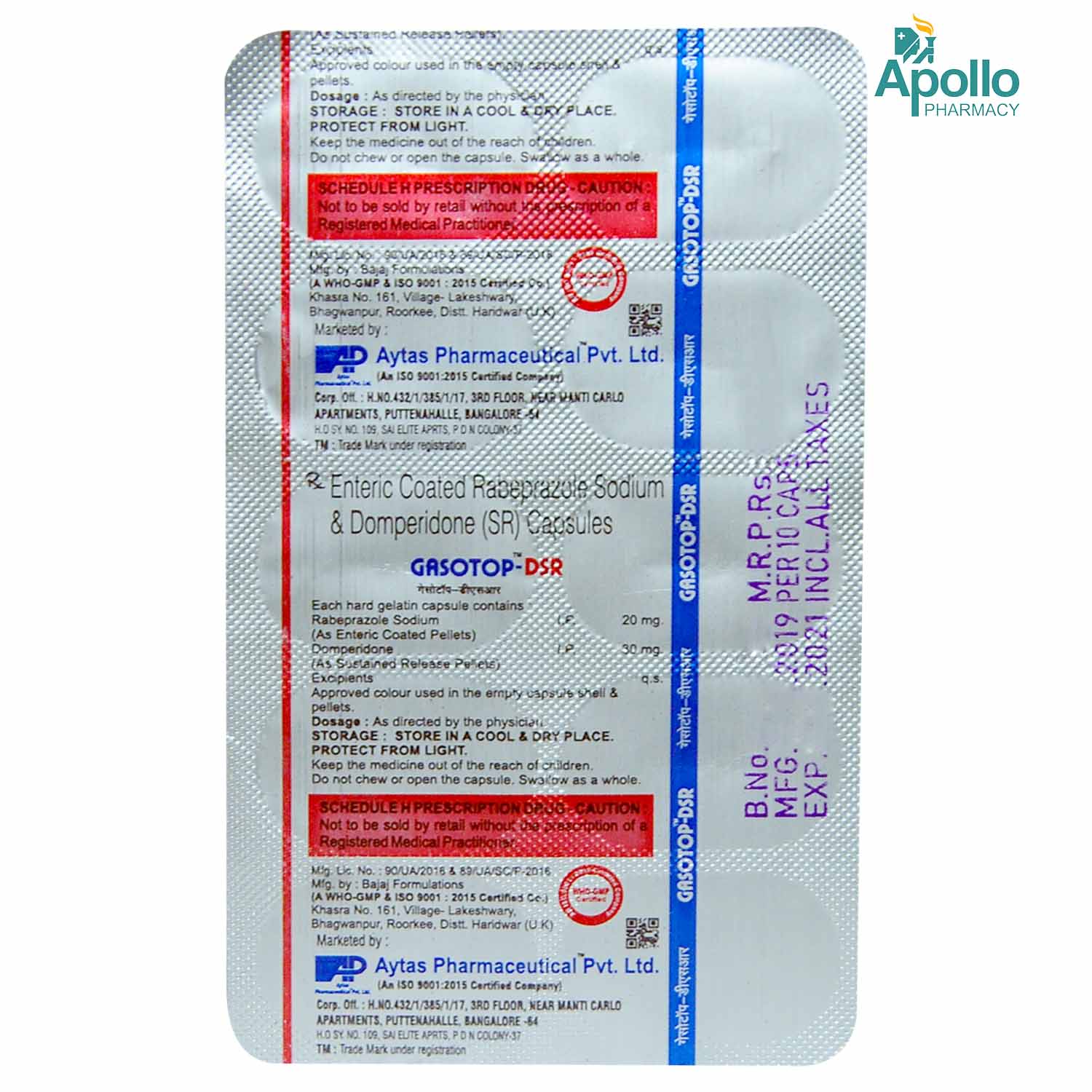 Gasotop DSR Capsule 10's, Pack of 10 CAPSULES Gasotop DSR Capsule 10's, Pack of 10 CAPSULES