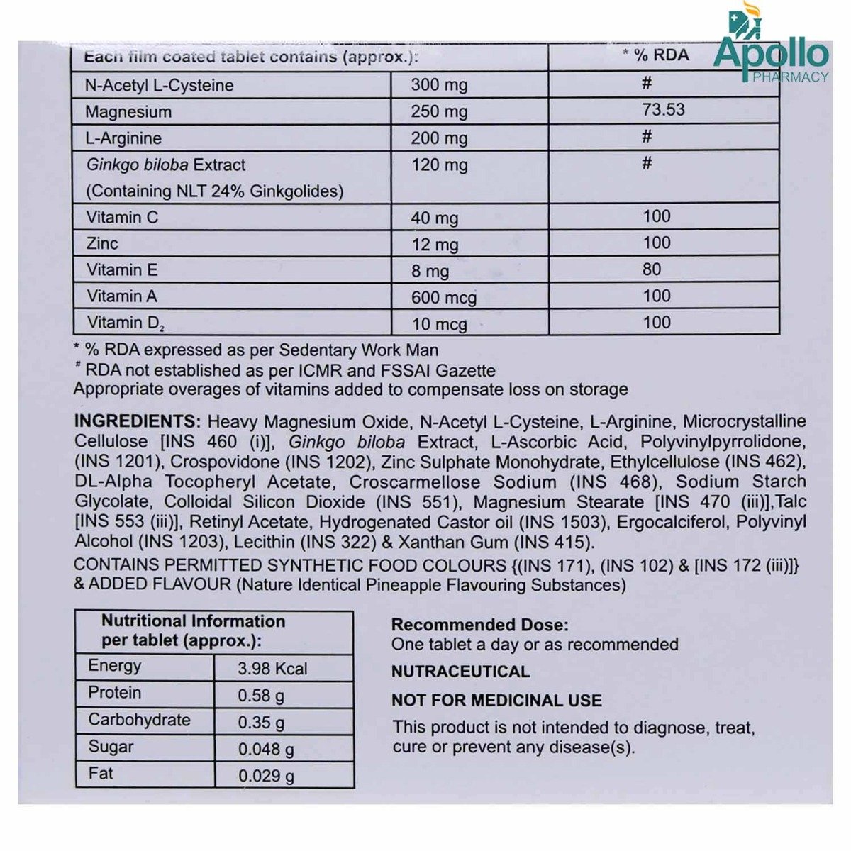 Ginkocer Plus Tablet 10's, Pack of 10 Ginkocer Plus Tablet 10's, Pack of 10