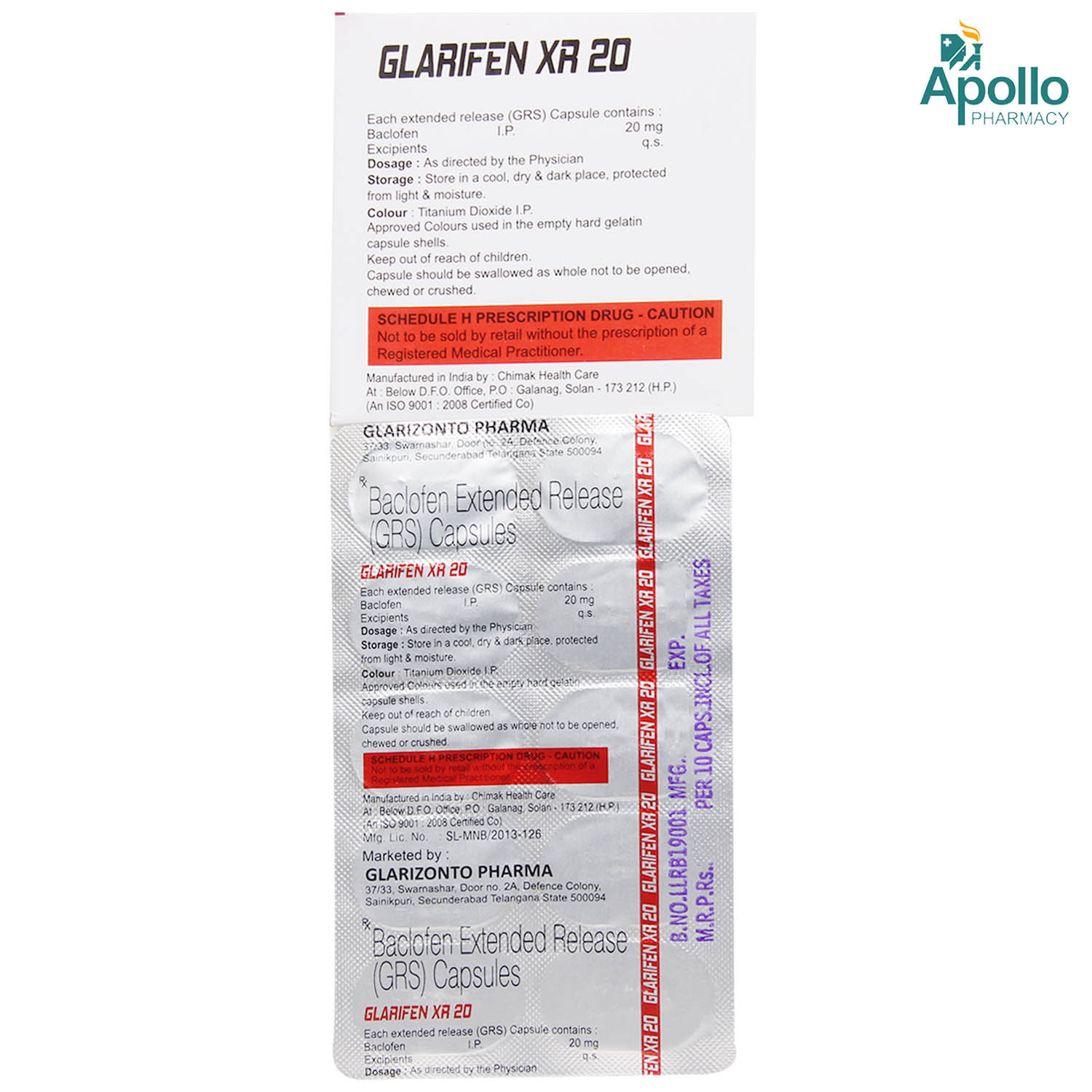 Glarifen XR 20 Capsule 10's, Pack of 10 CAPSULES Glarifen XR 20 Capsule 10's, Pack of 10 CAPSULES