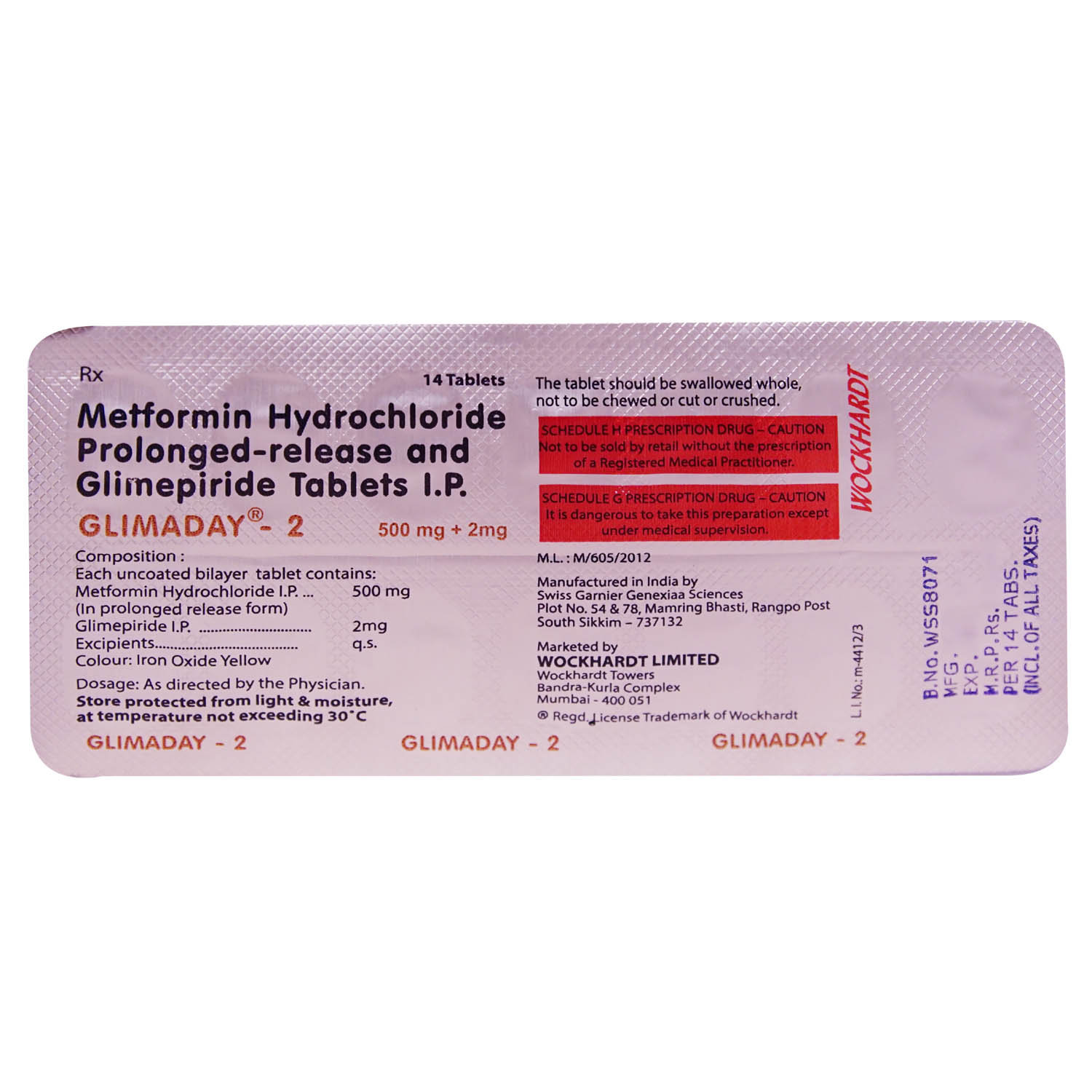 Glimaday 2 Tablet 14's, Pack of 14 TABLETS Glimaday 2 Tablet 14's, Pack of 14 TABLETS