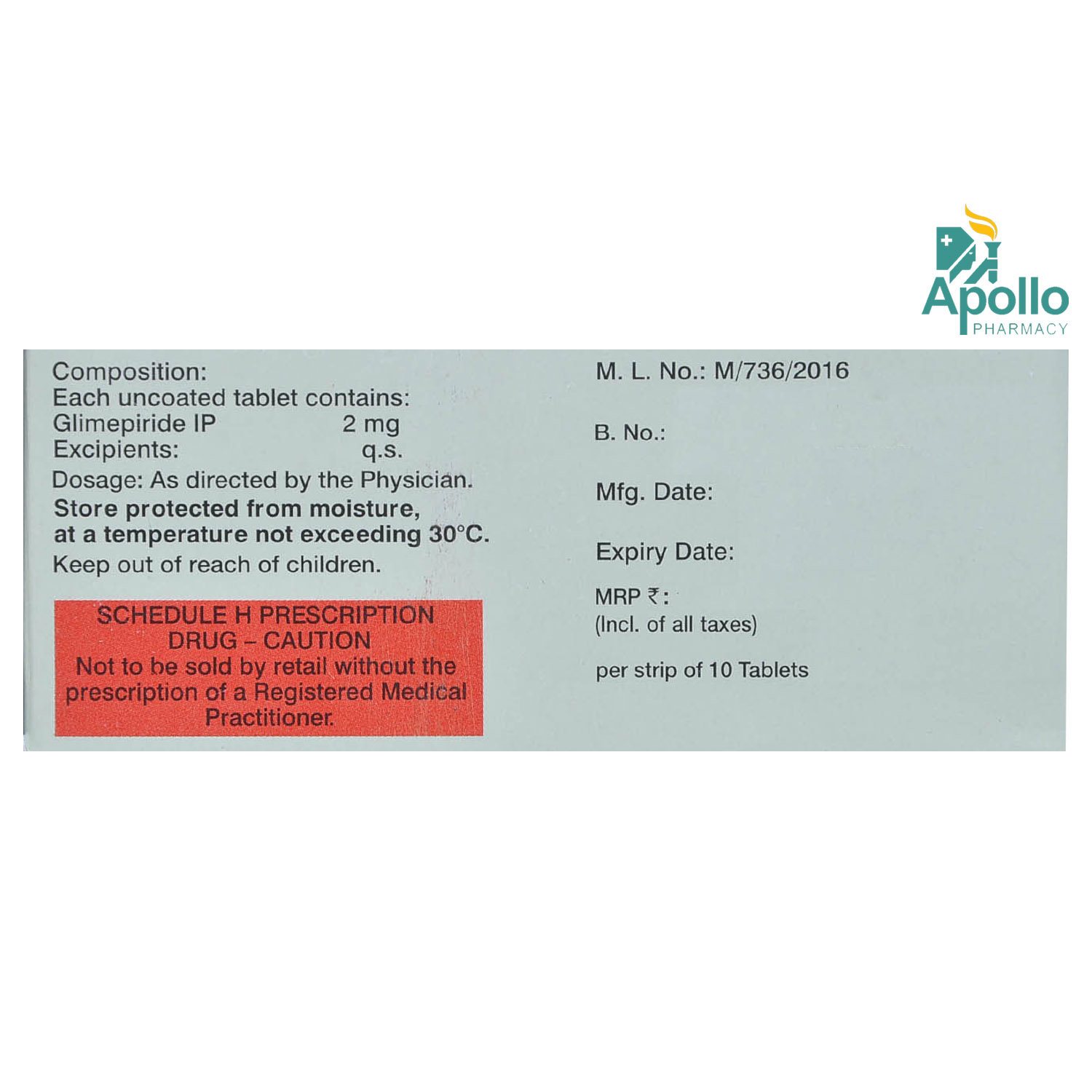 Glimiprex 2 Tablet 10's, Pack of 10 TabletS Glimiprex 2 Tablet 10's, Pack of 10 TabletS