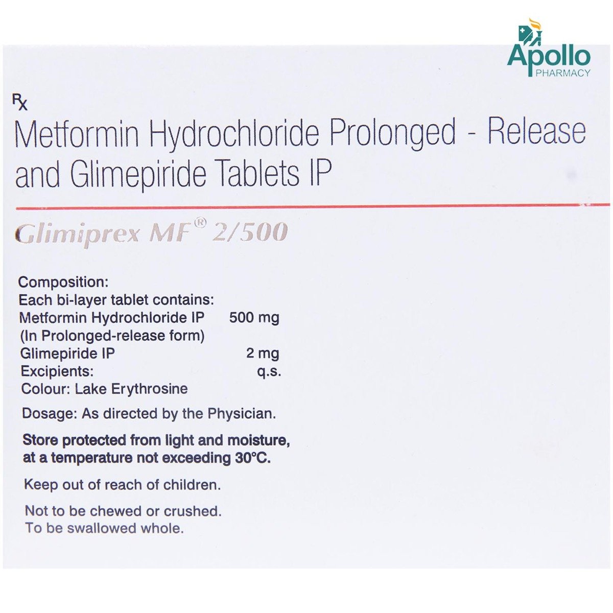 Glimiprex MF 2/500 Tablet 10's, Pack of 10 TABLETS Glimiprex MF 2/500 Tablet 10's, Pack of 10 TABLETS