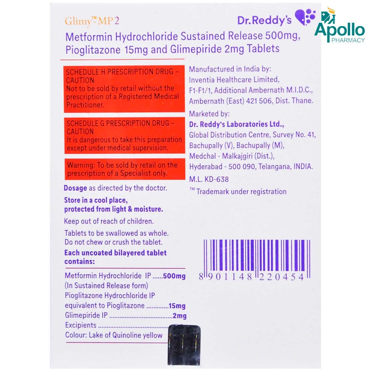 Glimy-MP2 Tablet 10's, Pack of 10 TABLETS Glimy-MP2 Tablet 10's, Pack of 10 TABLETS