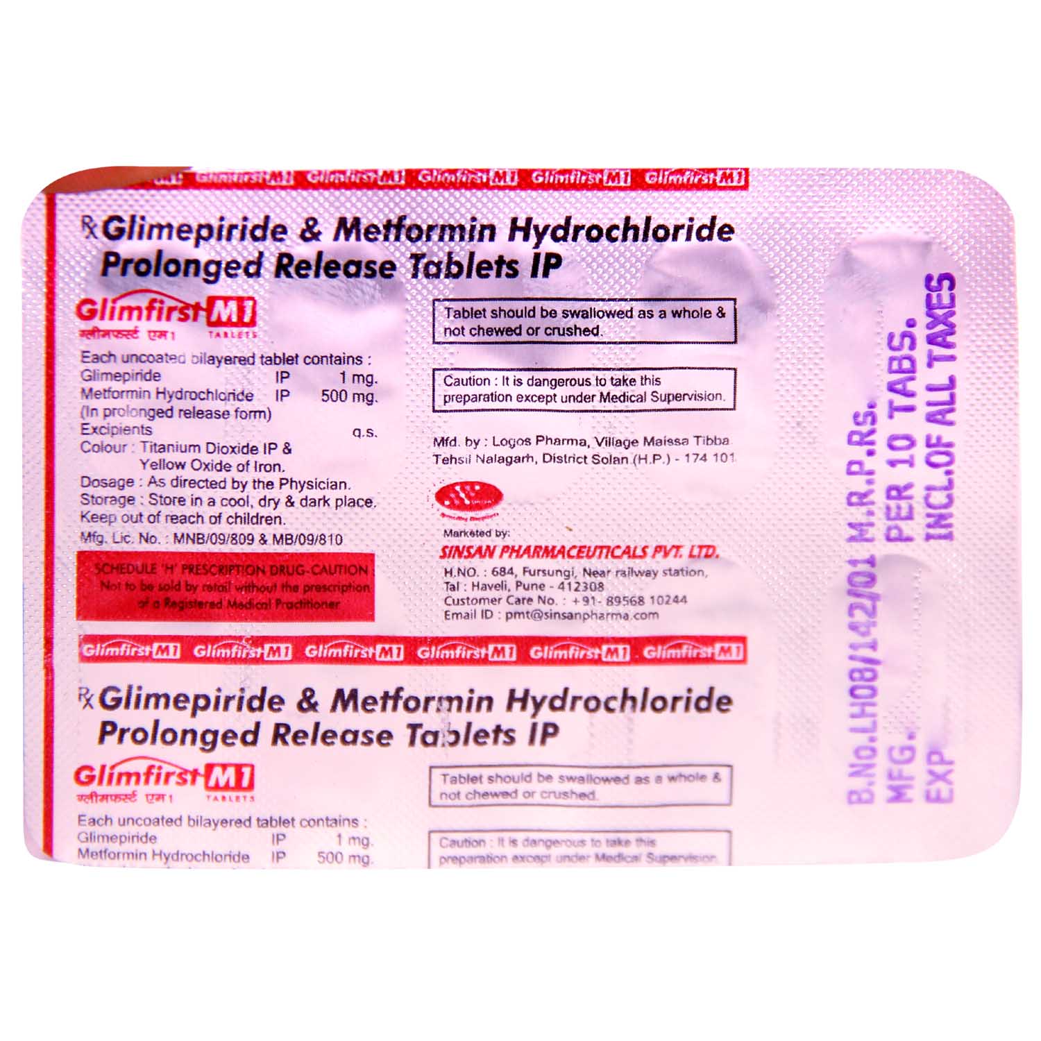 Glimfirst M1 Tablet 10's, Pack of 10 TABLETS Glimfirst M1 Tablet 10's, Pack of 10 TABLETS