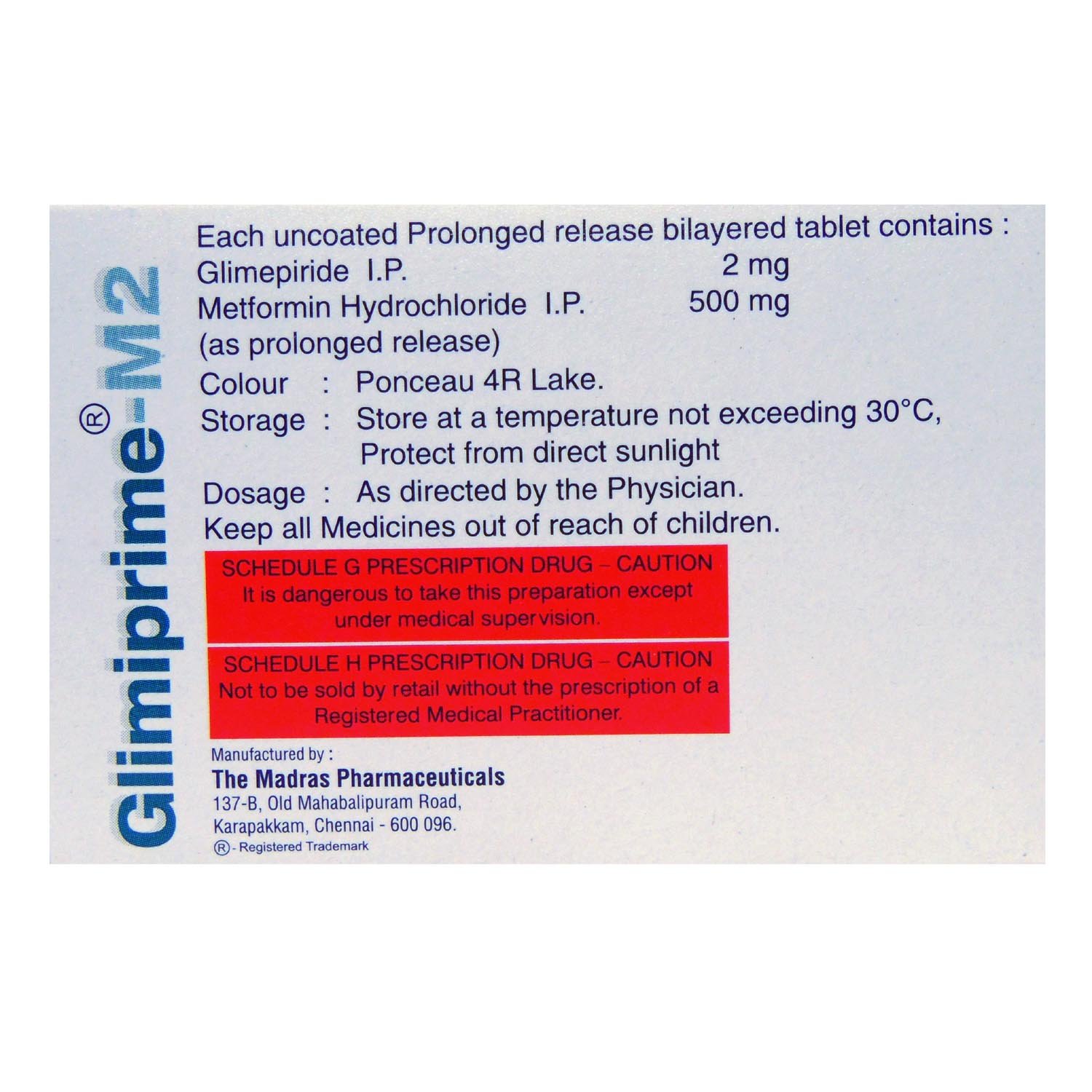 Glimiprime-M 2 Tablet 10's, Pack of 10 TABLETS Glimiprime-M 2 Tablet 10's, Pack of 10 TABLETS