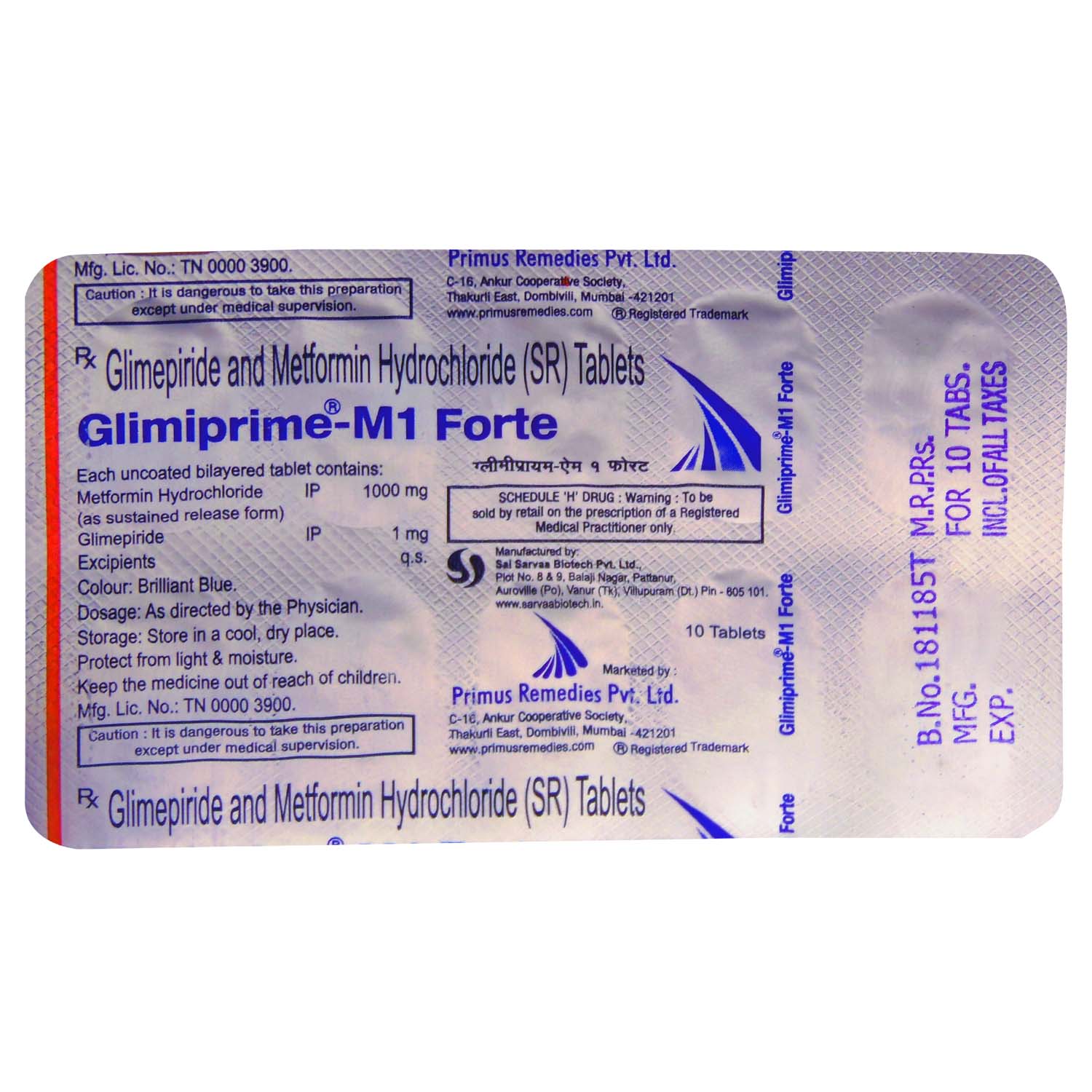 Glimiprime-M 1 Forte Tablet 10's, Pack of 10 TABLETS Glimiprime-M 1 Forte Tablet 10's, Pack of 10 TABLETS