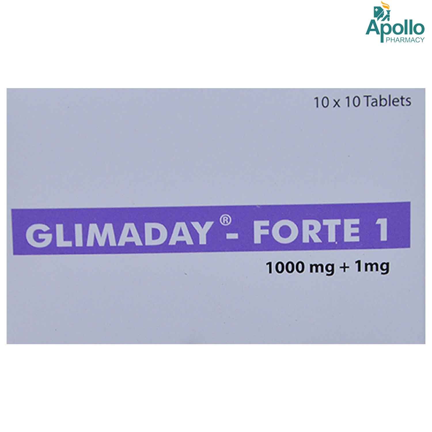 Glimaday Forte 1 mg Tablet 10's, Pack of 10 TabletS Glimaday Forte 1 mg Tablet 10's, Pack of 10 TabletS