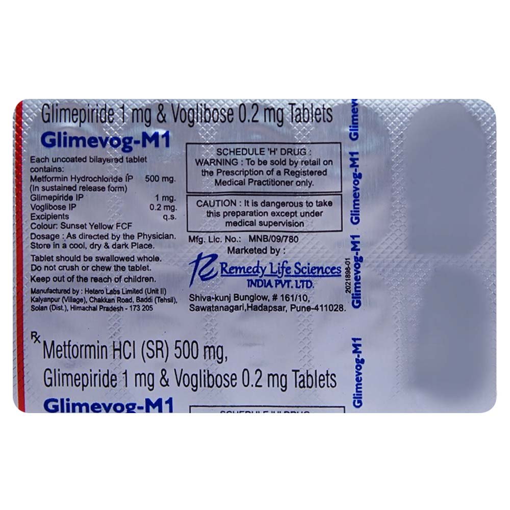 Glimevog-M1 Tablet 10's, Pack of 10 TABLETS Glimevog-M1 Tablet 10's, Pack of 10 TABLETS