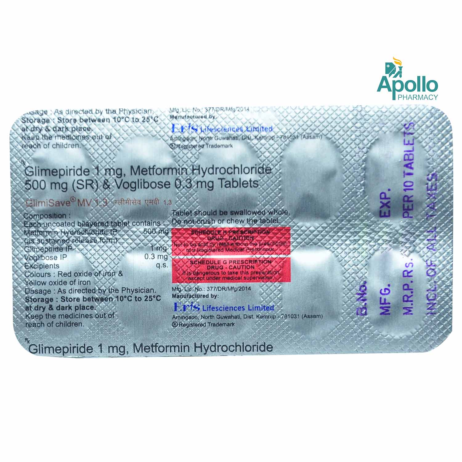 GlimiSave MV 1.3 Tablet 10's, Pack of 10 TABLETS GlimiSave MV 1.3 Tablet 10's, Pack of 10 TABLETS