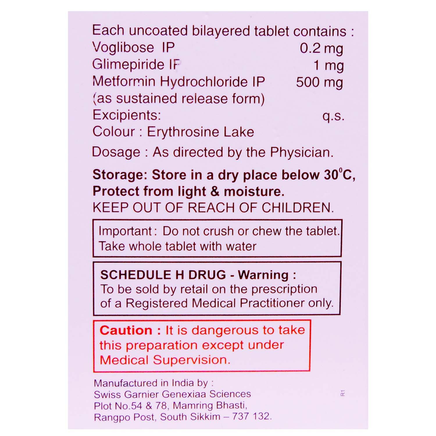 Gliminyle-MV1 Tablet 10's, Pack of 10 TABLETS Gliminyle-MV1 Tablet 10's, Pack of 10 TABLETS