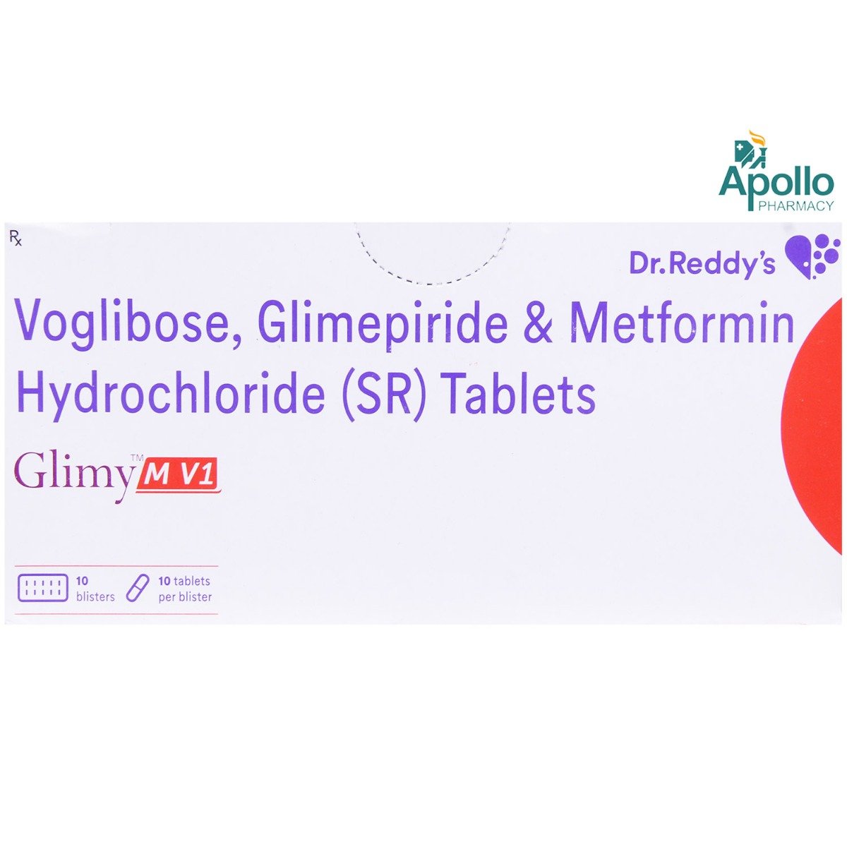 Glimy M V1 Tablet 10's, Pack of 10 TABLETS Glimy M V1 Tablet 10's, Pack of 10 TABLETS