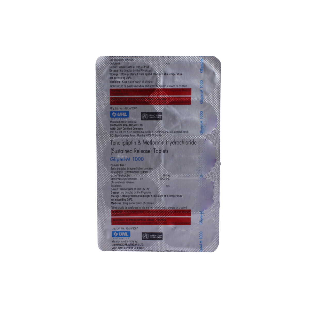 Gliptel-M 1000mg Tablet 10's, Pack of 10 TabletS Gliptel-M 1000mg Tablet 10's, Pack of 10 TabletS