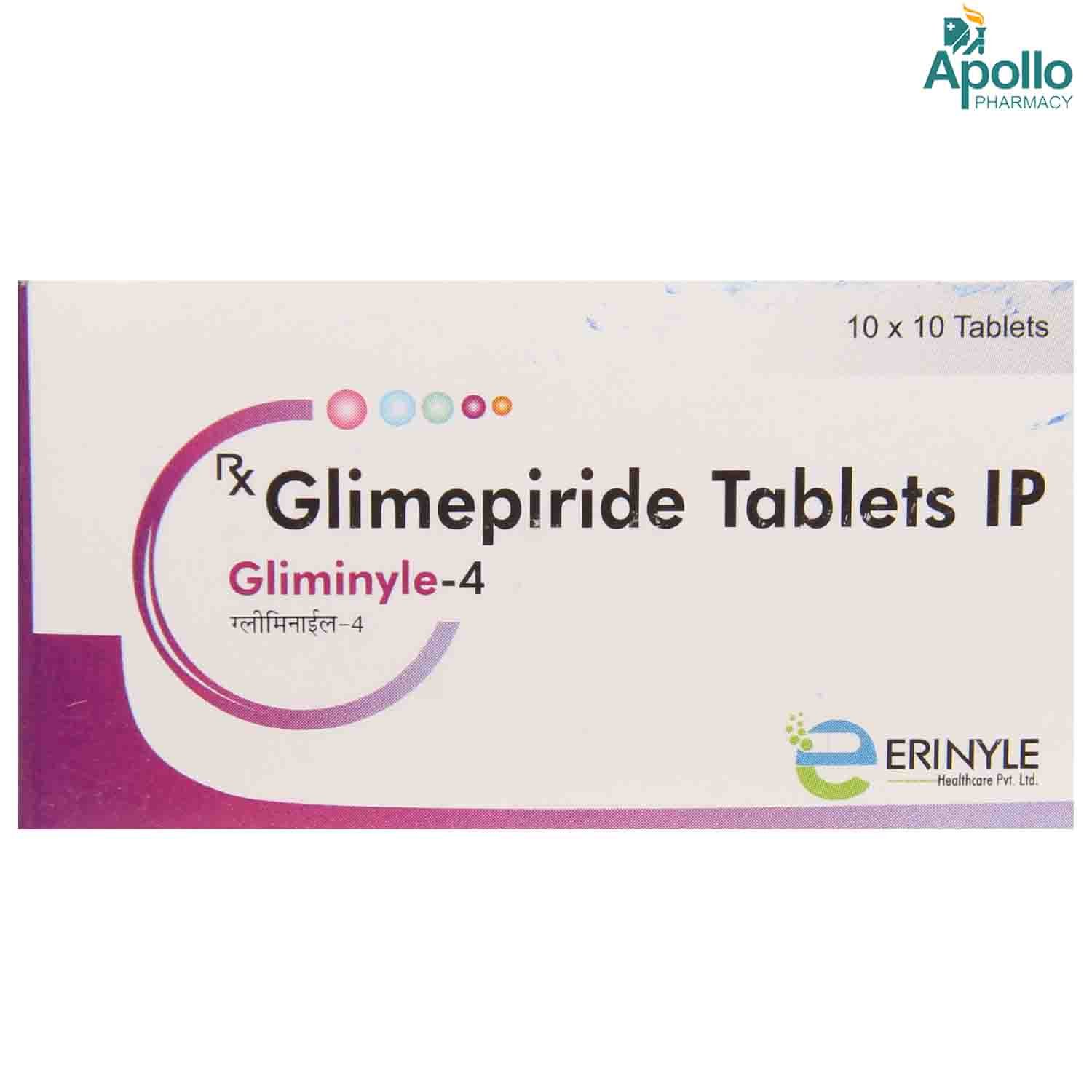 Gliminyle 4 mg Tablet 10's, Pack of 10 TabletS Gliminyle 4 mg Tablet 10's, Pack of 10 TabletS